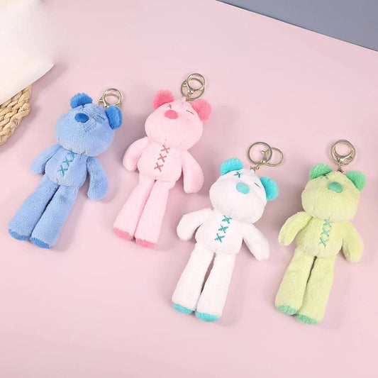 Charming Little Teddy Bear Plush Keychain for Kids(pack of 4, multi-color) - HalfPe