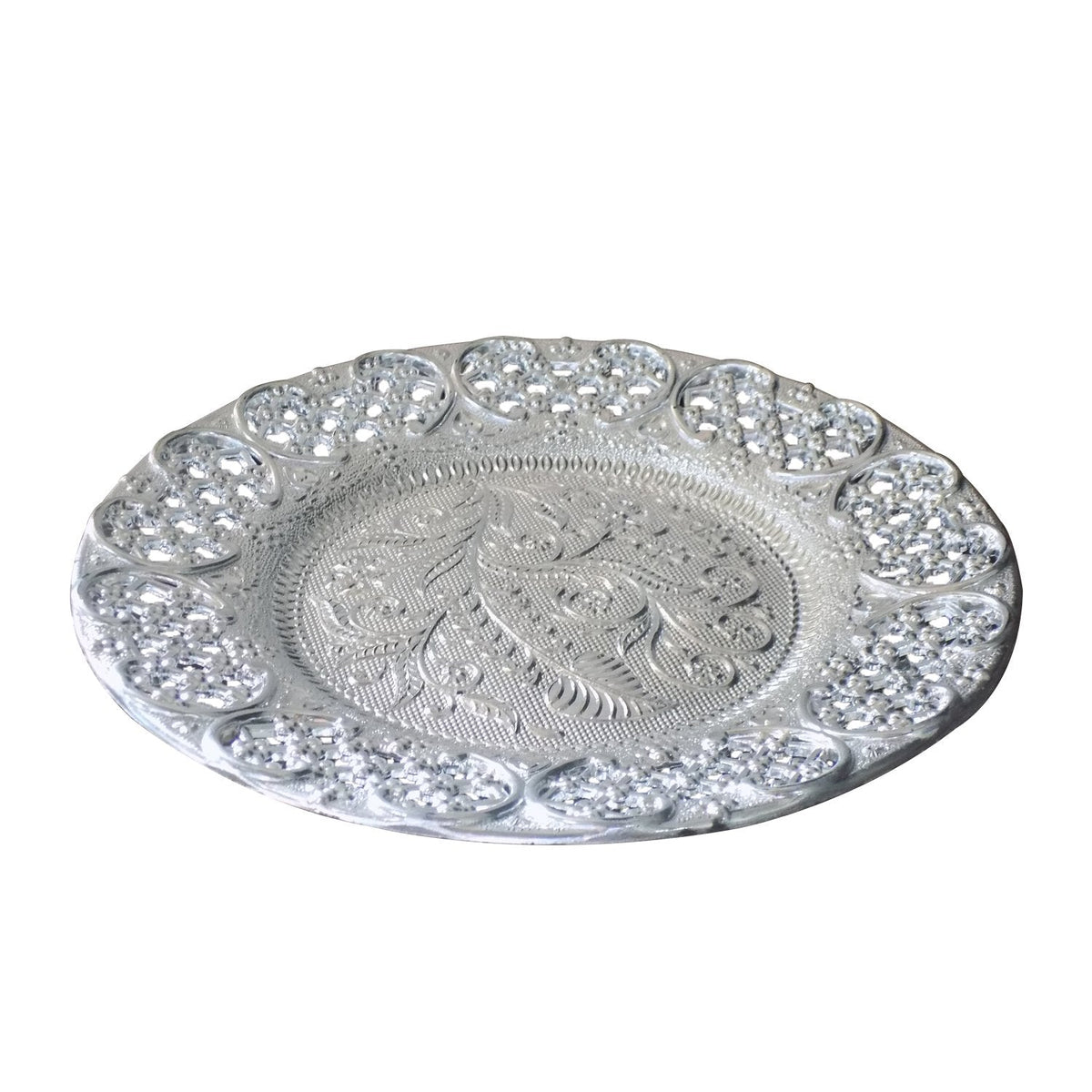 Silver Plated Swastik Pooja Thali Set Glossy Puja Thali HP DD