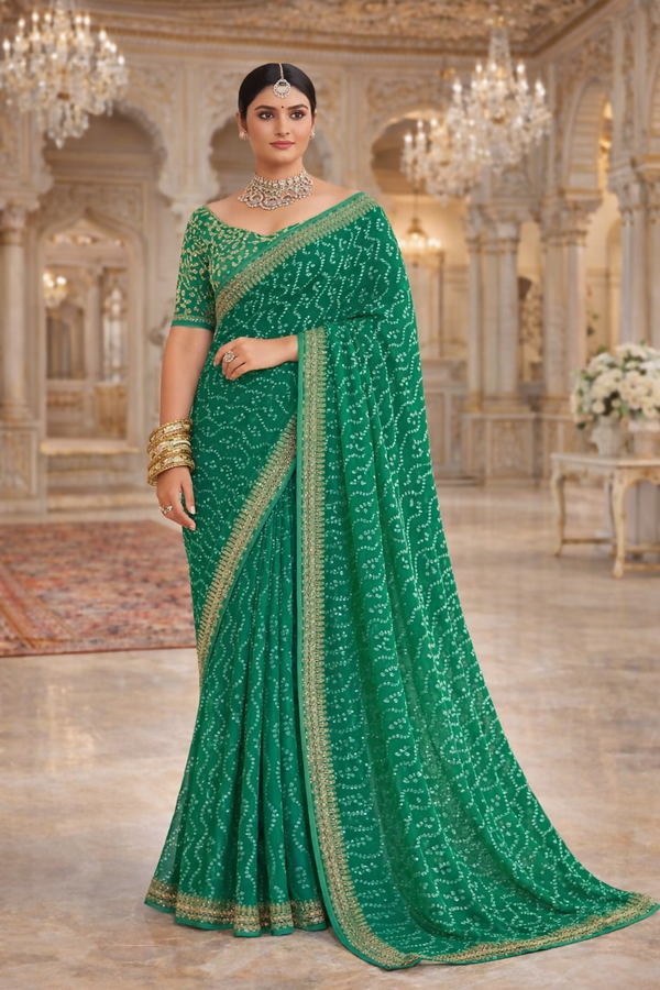 Designer Traditional Synthetic Printed Saree with Zari Border Party Wear Kalyani silks and sarees