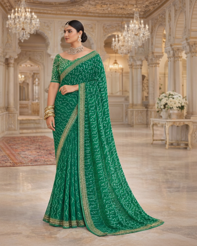 Designer Traditional Synthetic Printed Saree with Zari Border Party Wear Kalyani silks and sarees
