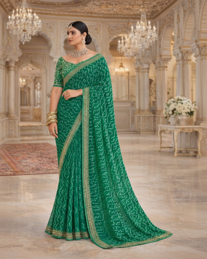 Designer Traditional Synthetic Printed Saree with Zari Border Party Wear Kalyani silks and sarees