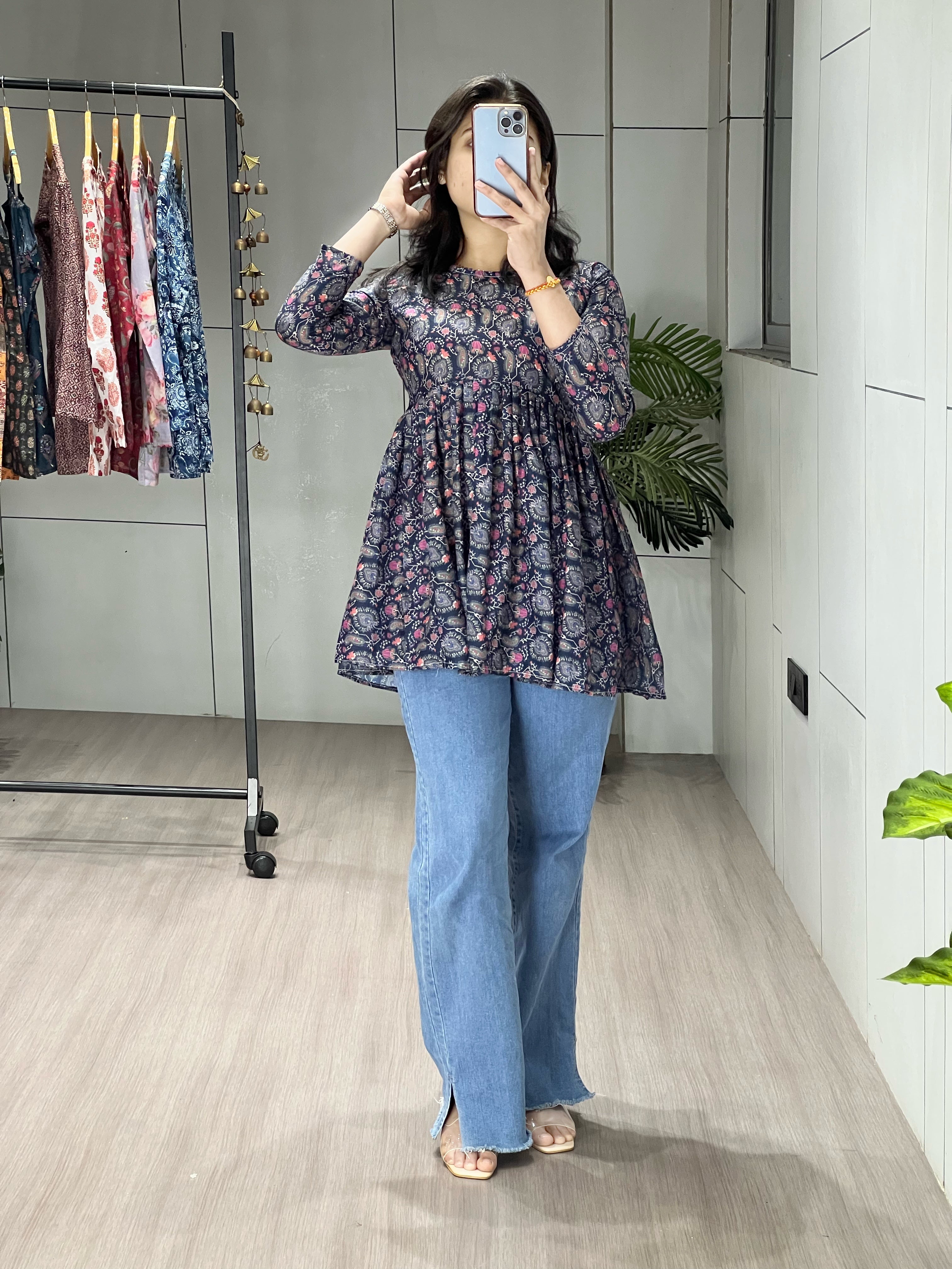 Trendy Floral Short Kurtis Aliya Designe