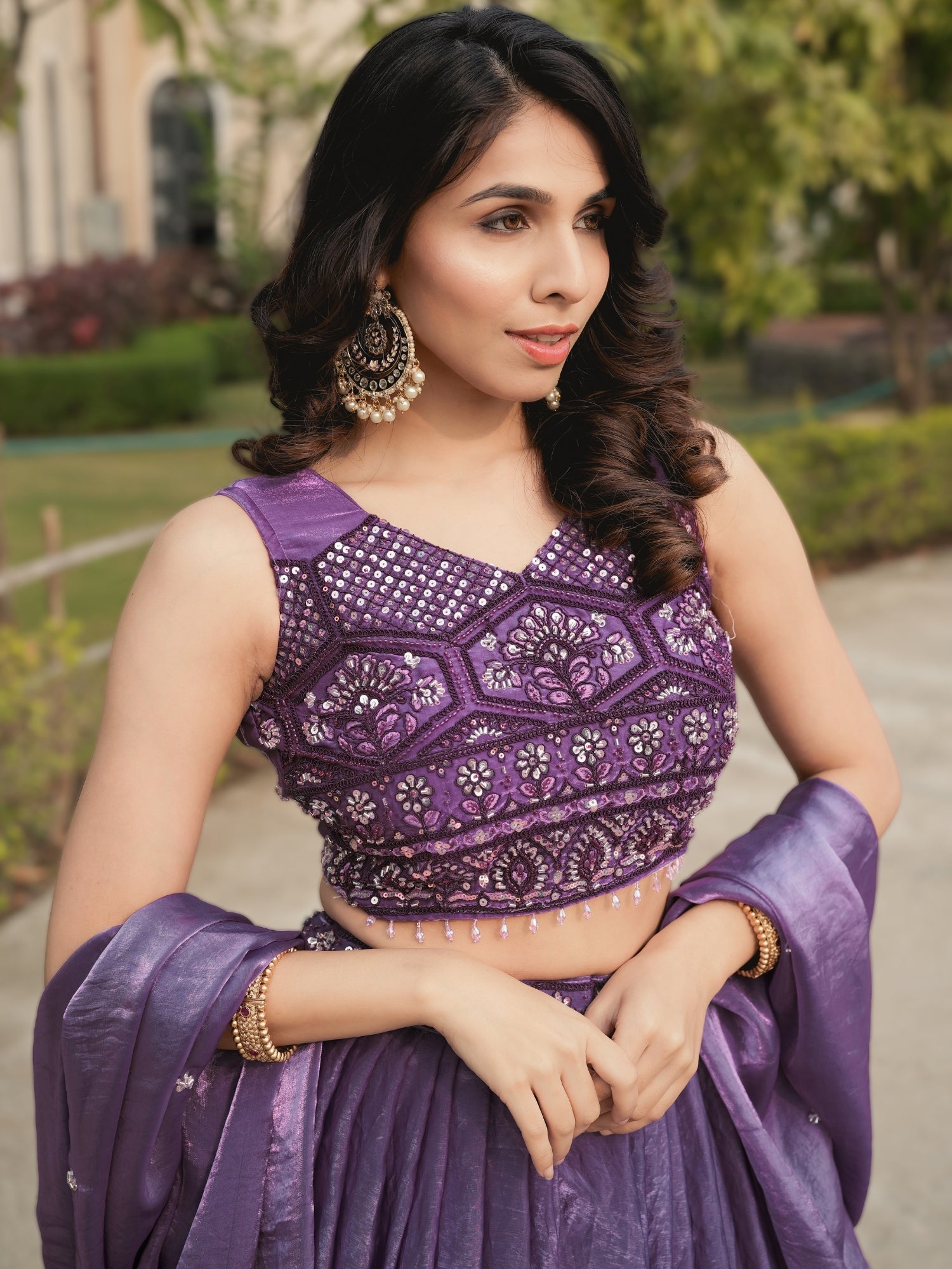 Fendy Silk  Beads Work Lehenga Choli Set