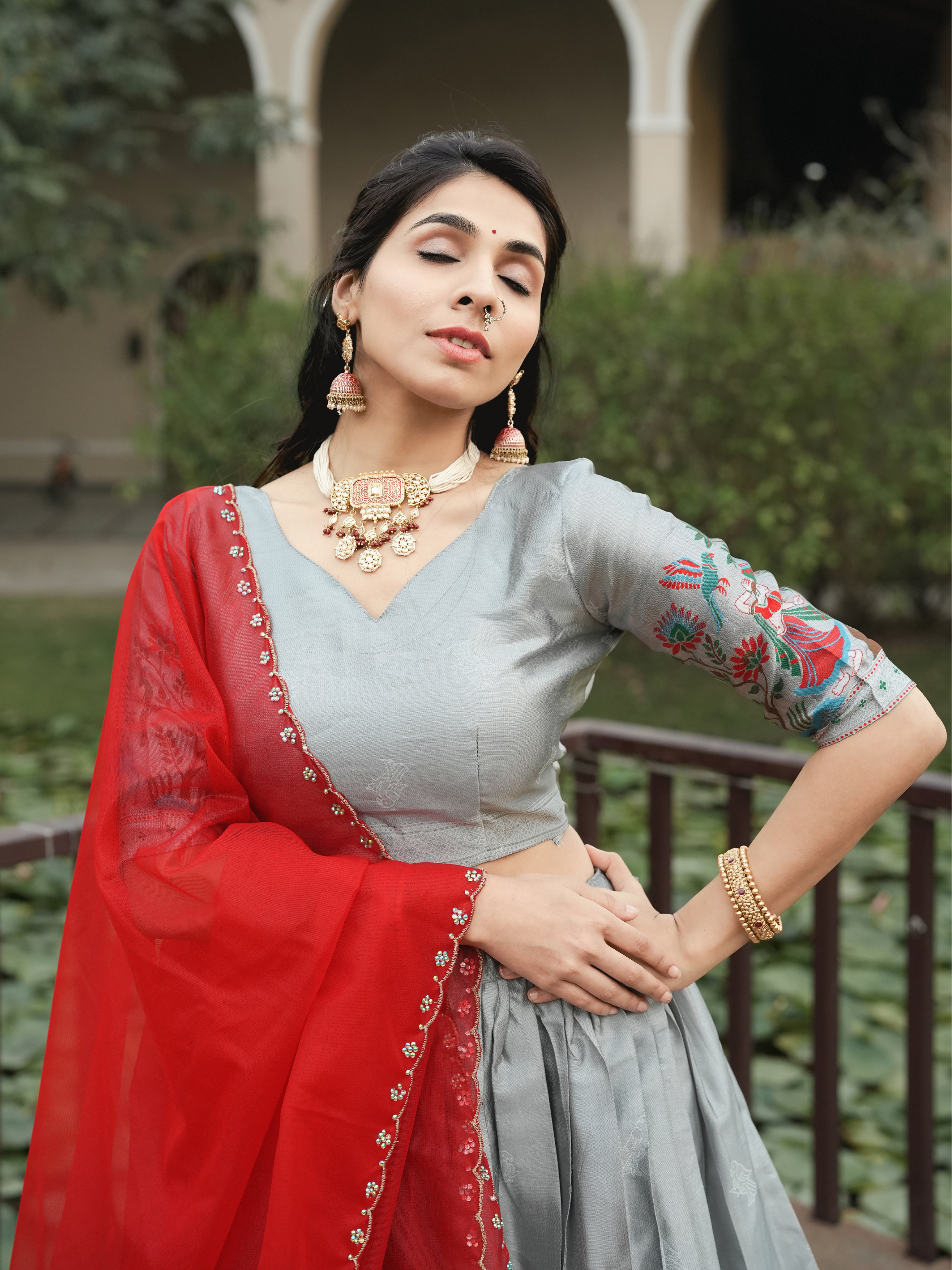New Arrivals Silver Silk Traditional Lehenga
