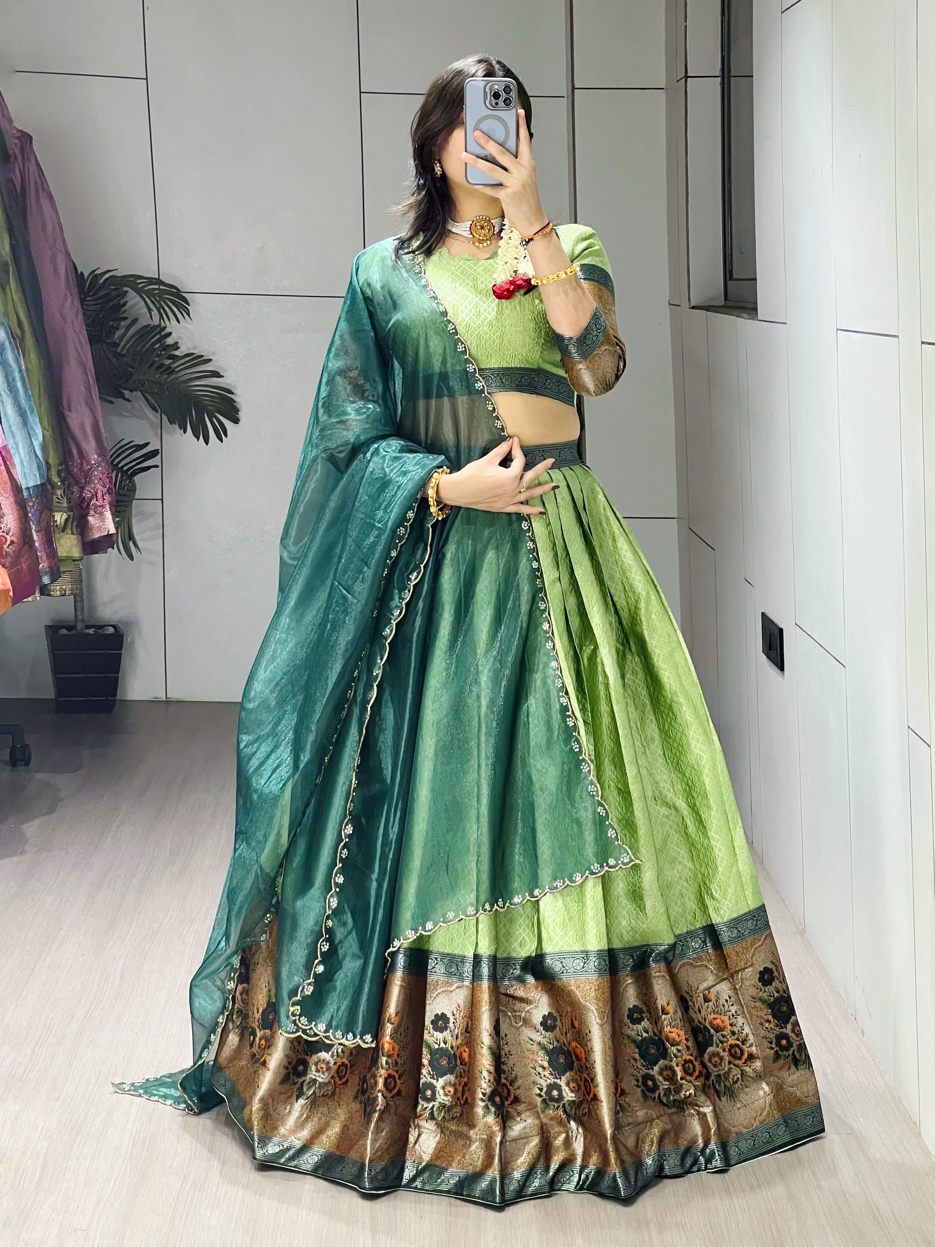 Silk Woven Lehenga Choli With Dupatta