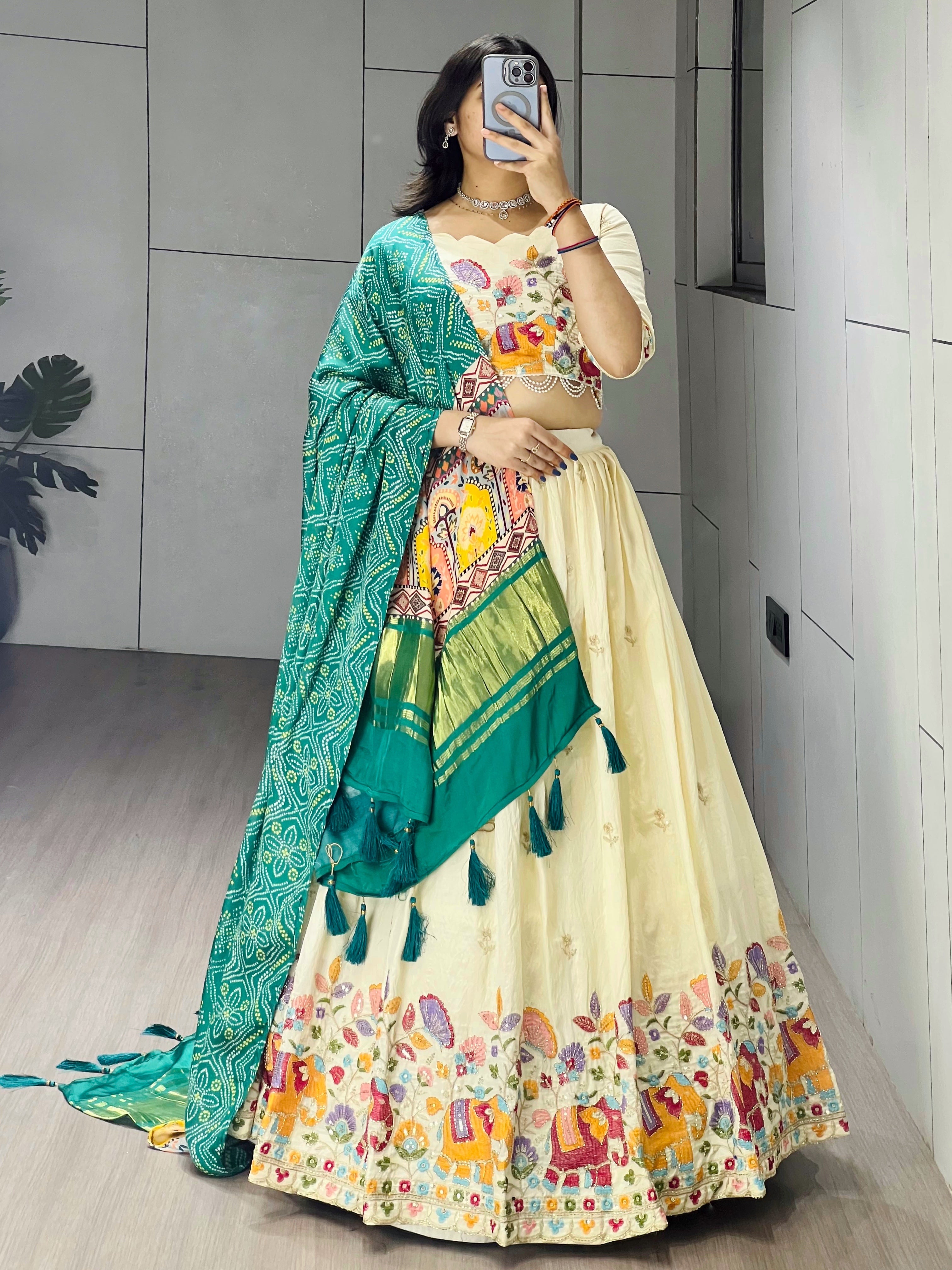 Designer Embroidered Lehenga Set with Gaji Silk Dupatta