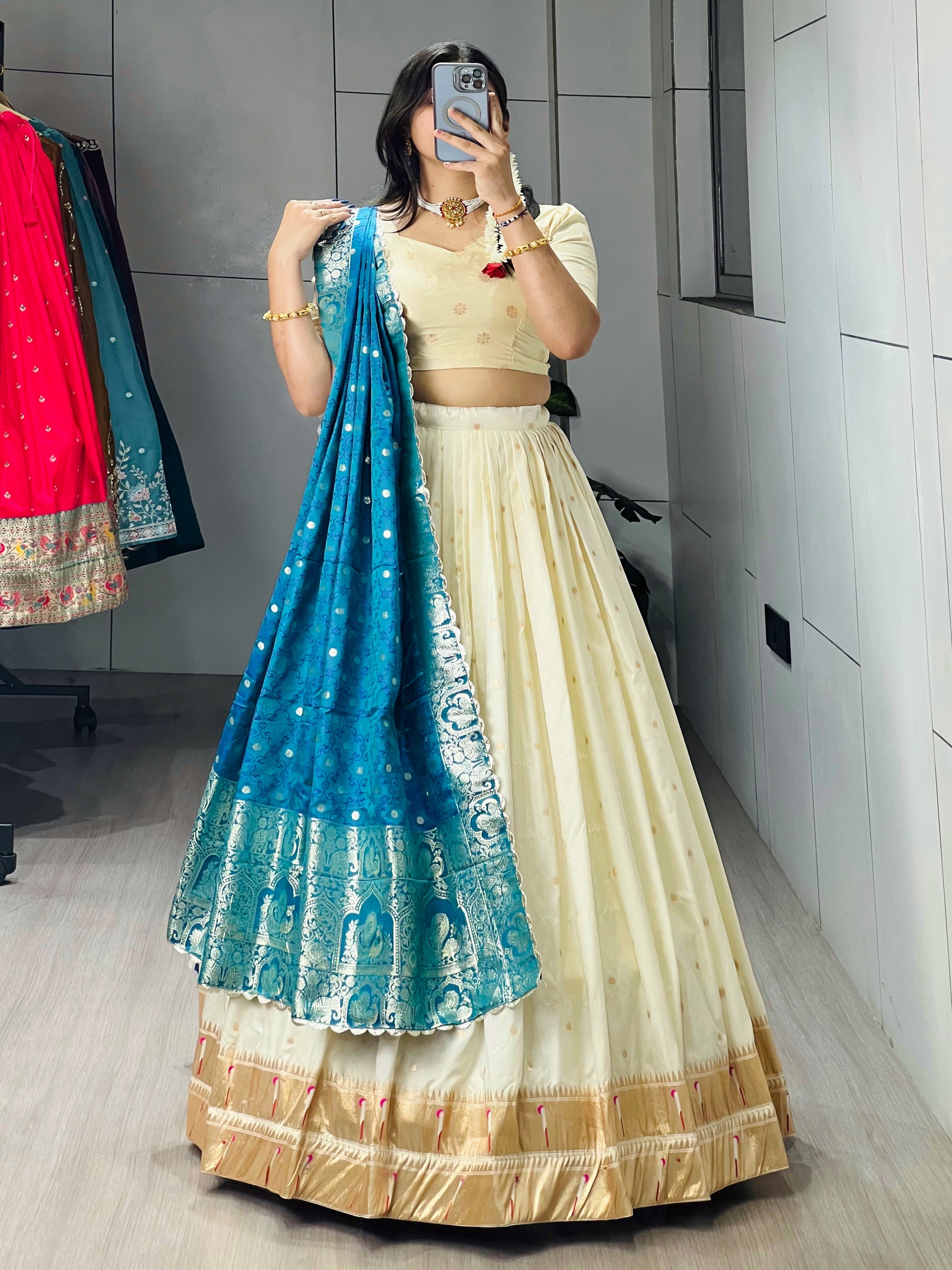 Designer Paithani Zari Weaving Lehenga Choli With Dupatta