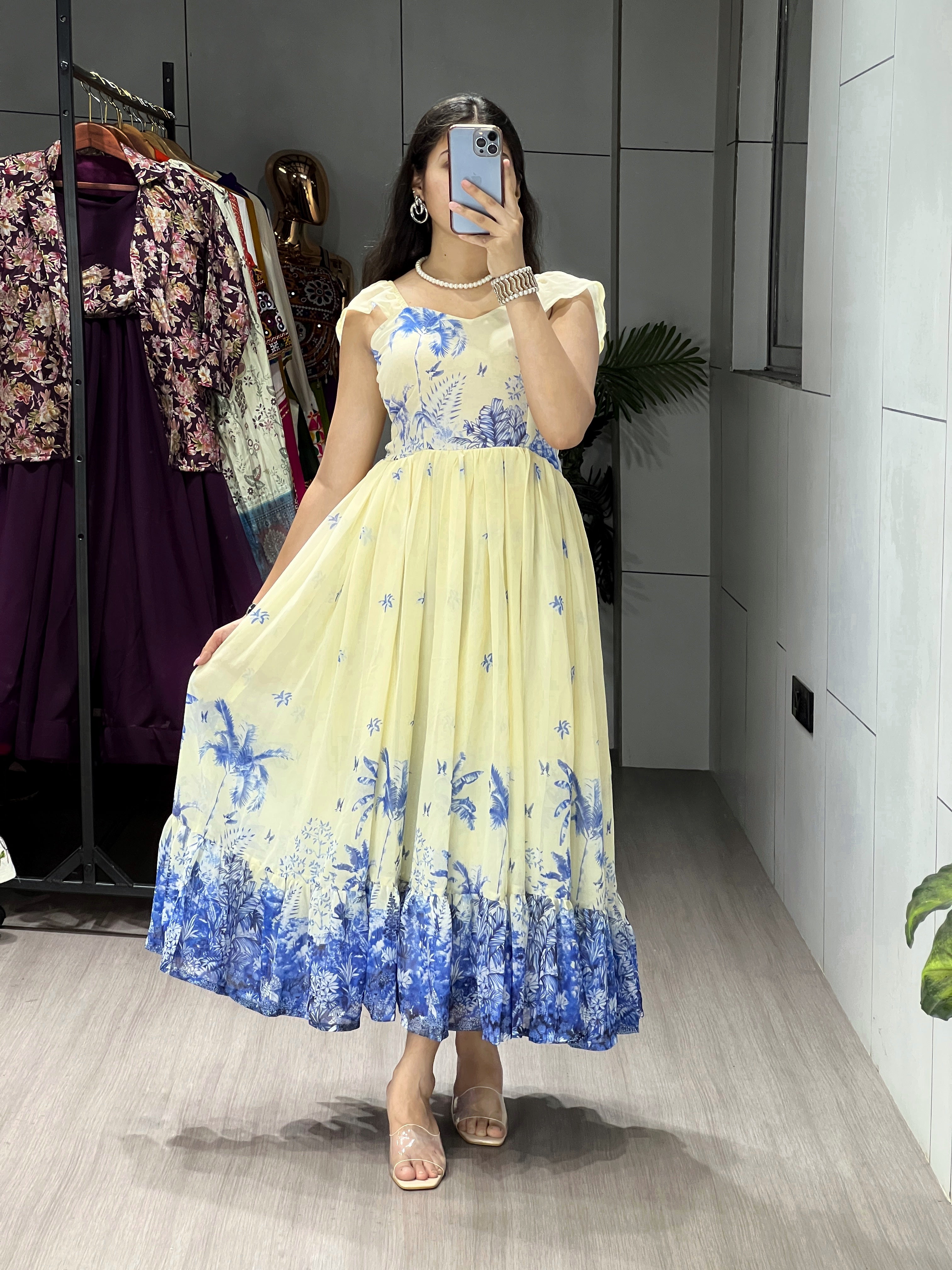 Letest Trending Royal Blue Frill Kurti