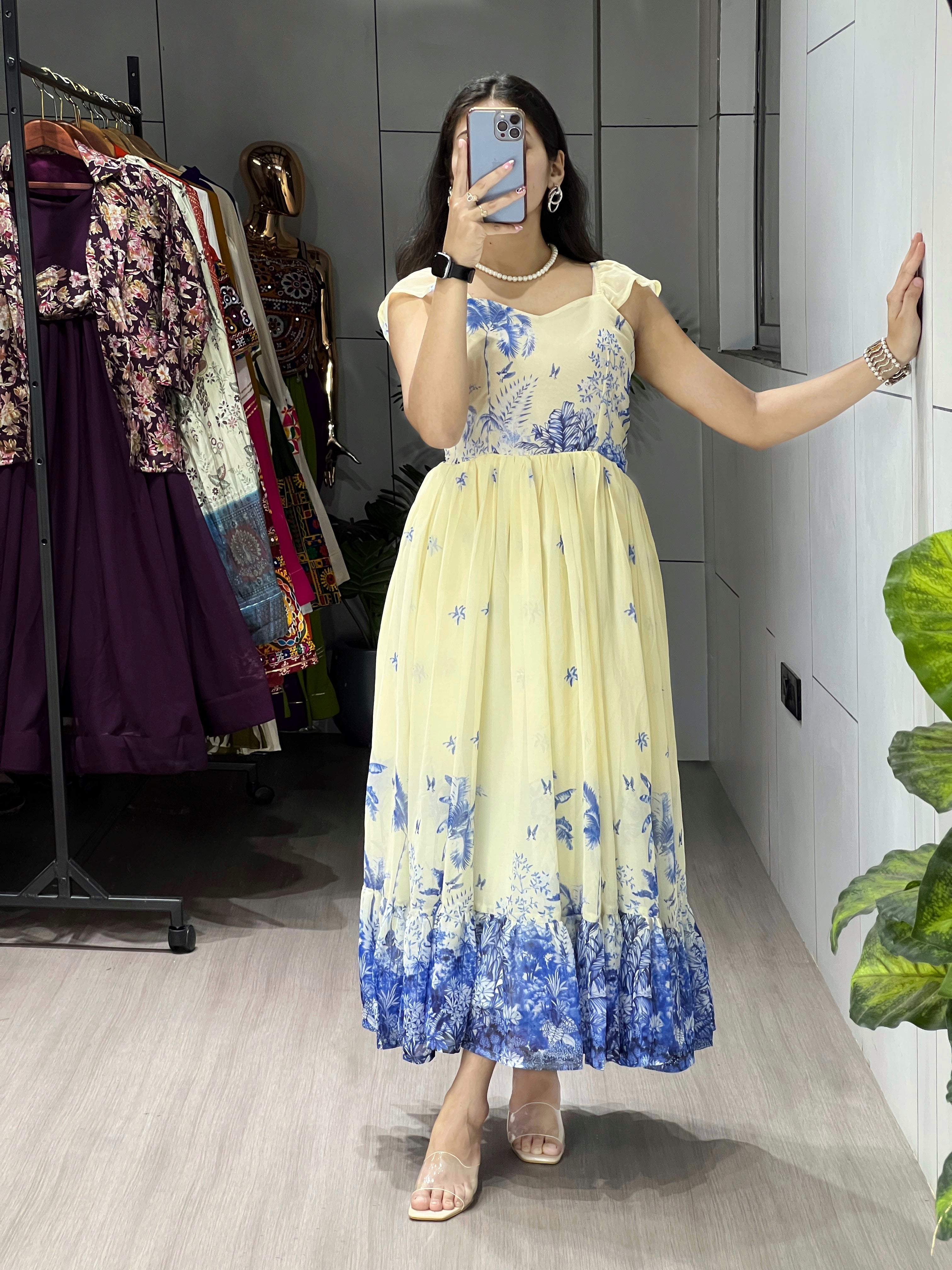 Letest Trending Royal Blue Frill Kurti