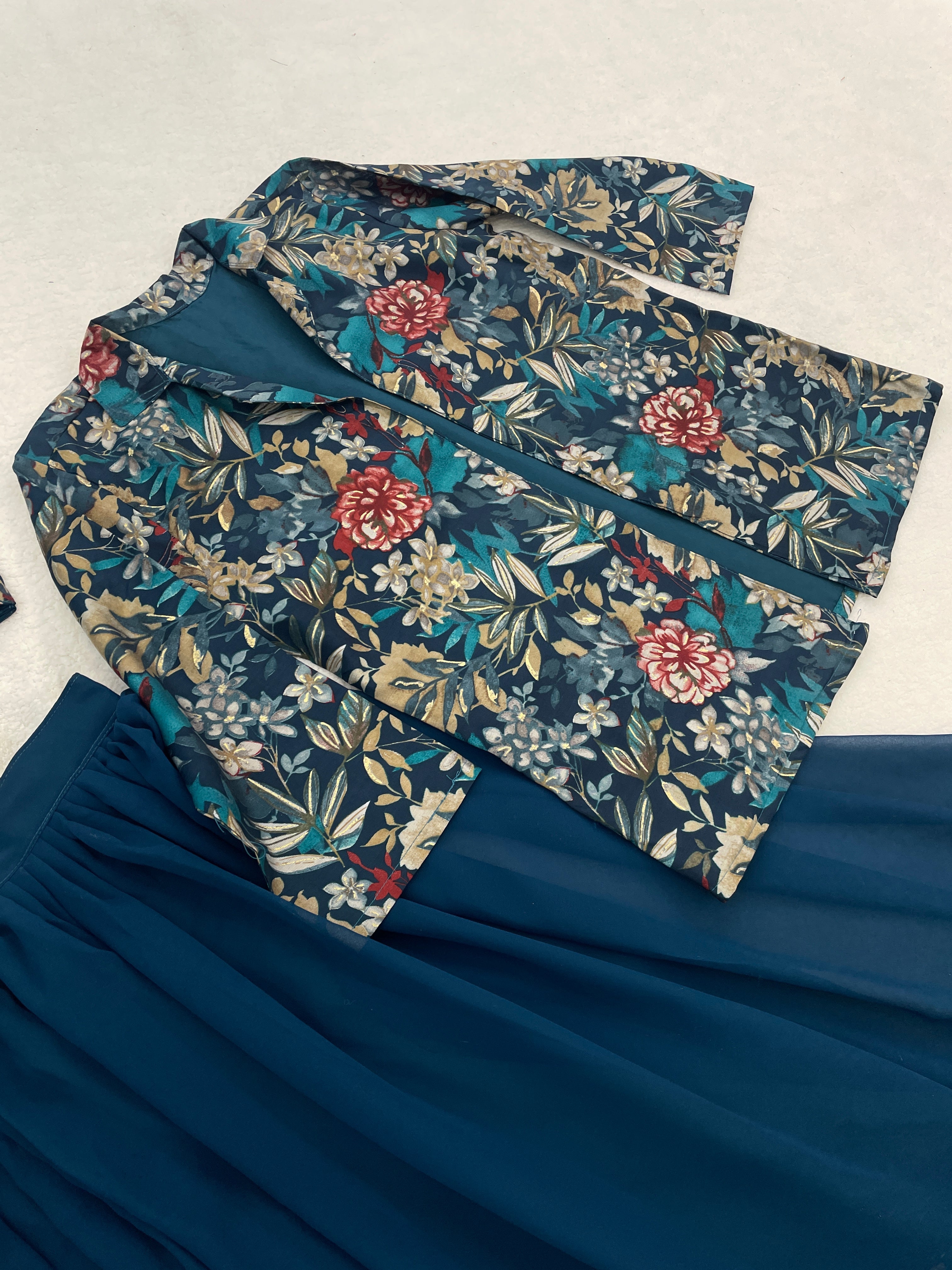 Designer Lehenga Set with Floral Print Jacket
