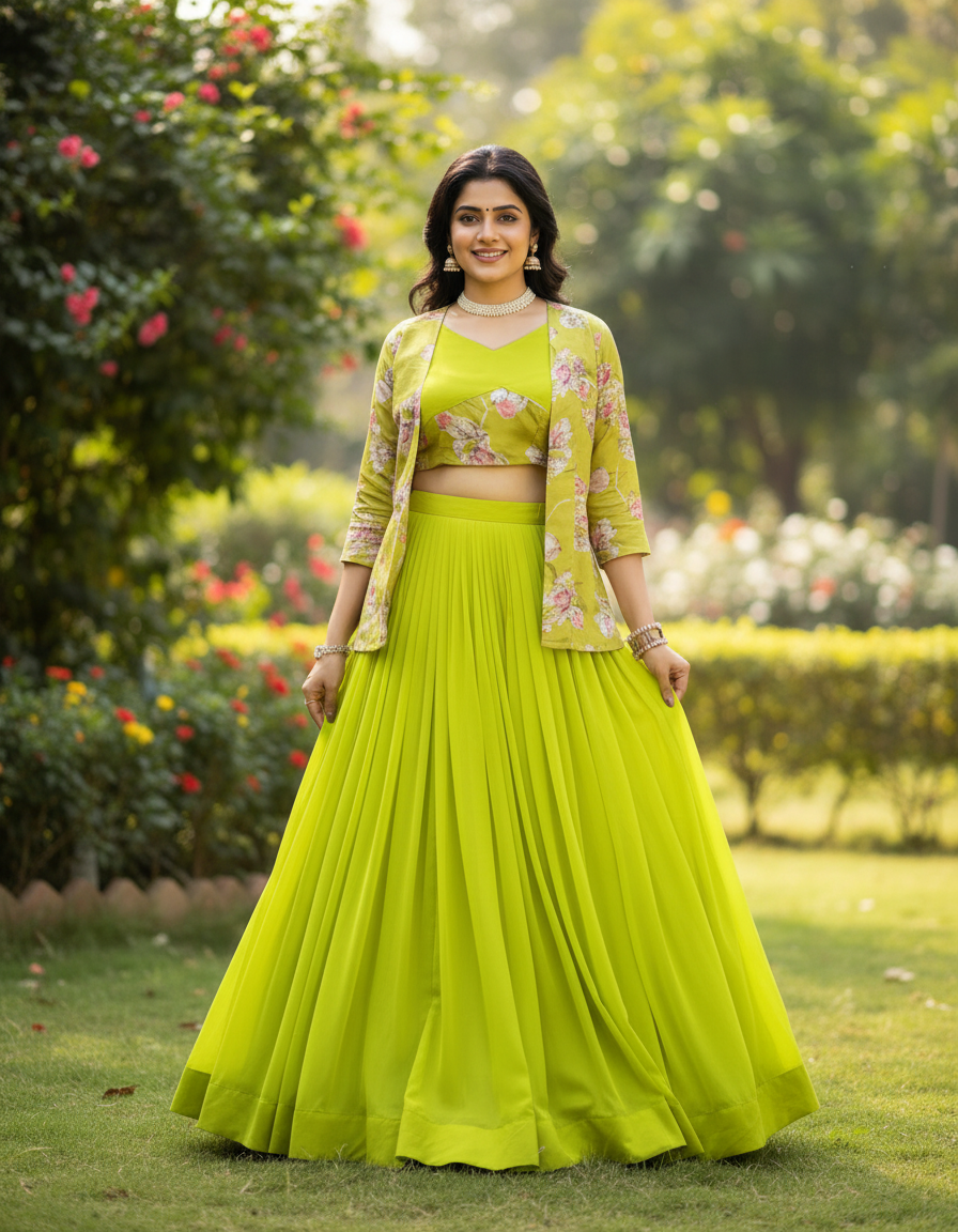 Letest Designer Lehenga Set with Floral Print Jacket