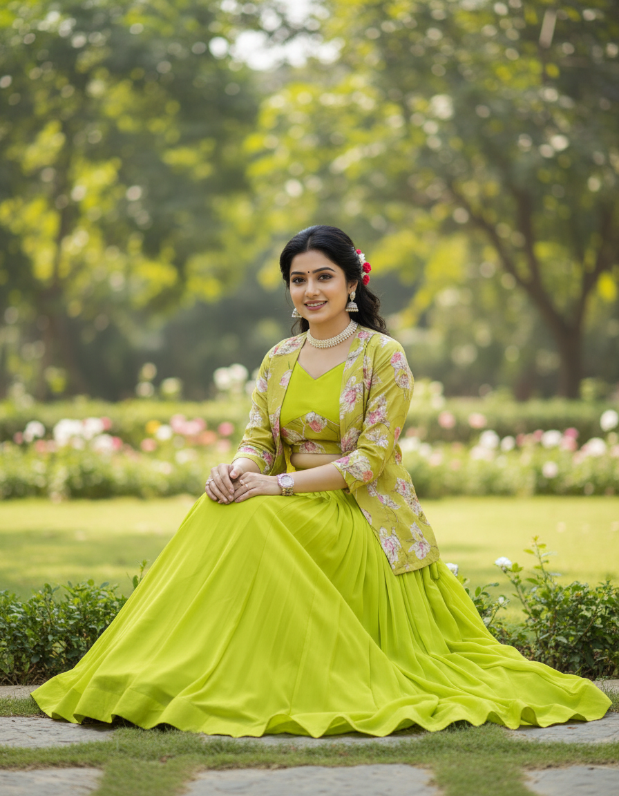 Letest Designer Lehenga Set with Floral Print Jacket
