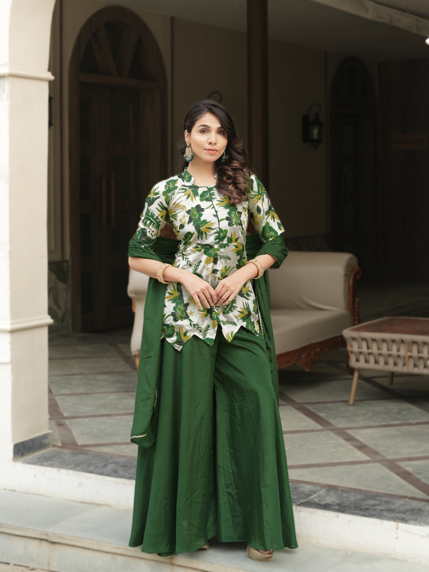 Letest Fancy Top-Plazo With Dupatta Sets