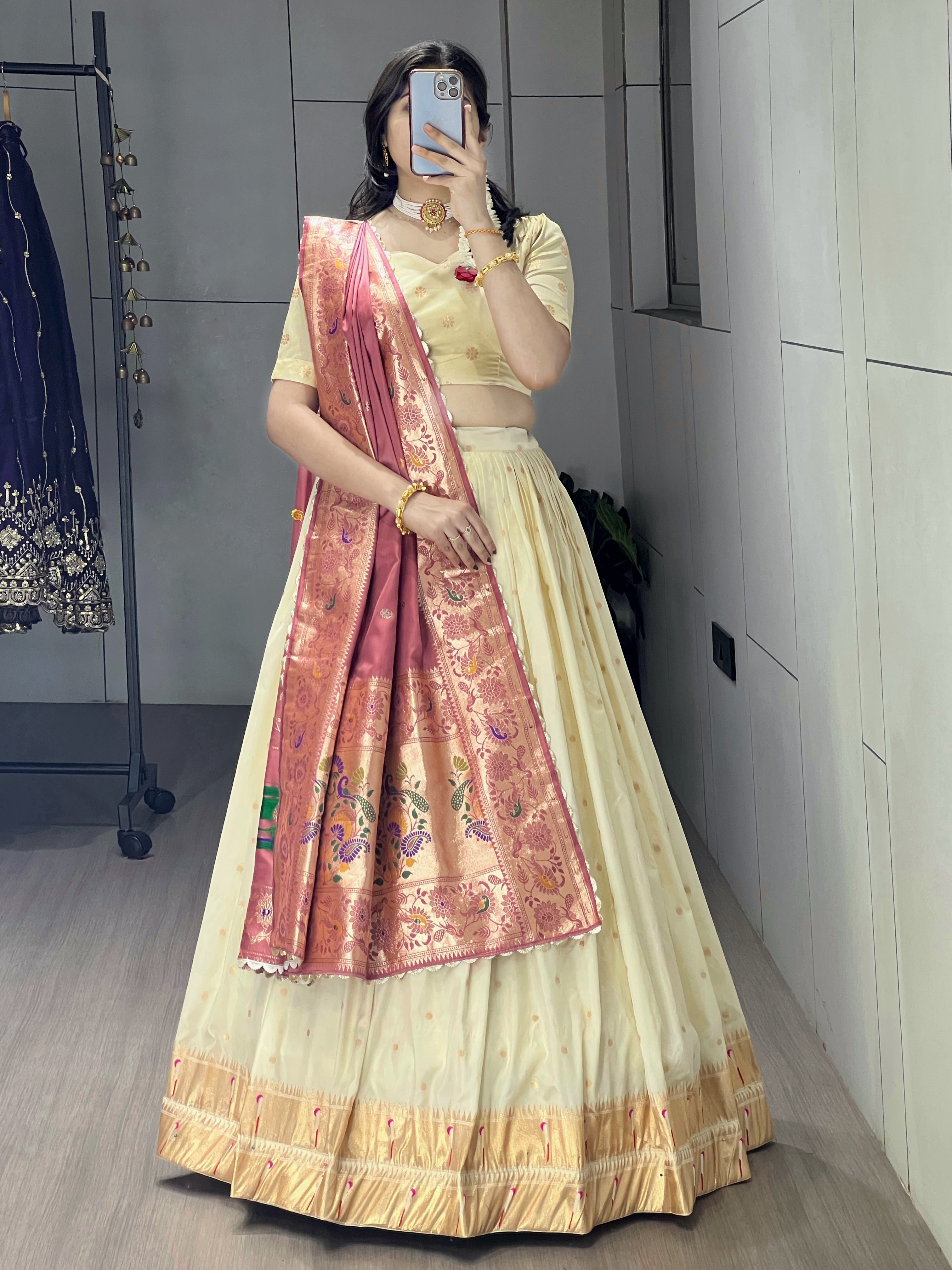 Designer Paithani Silk Lehenga With Unstitched Blouse