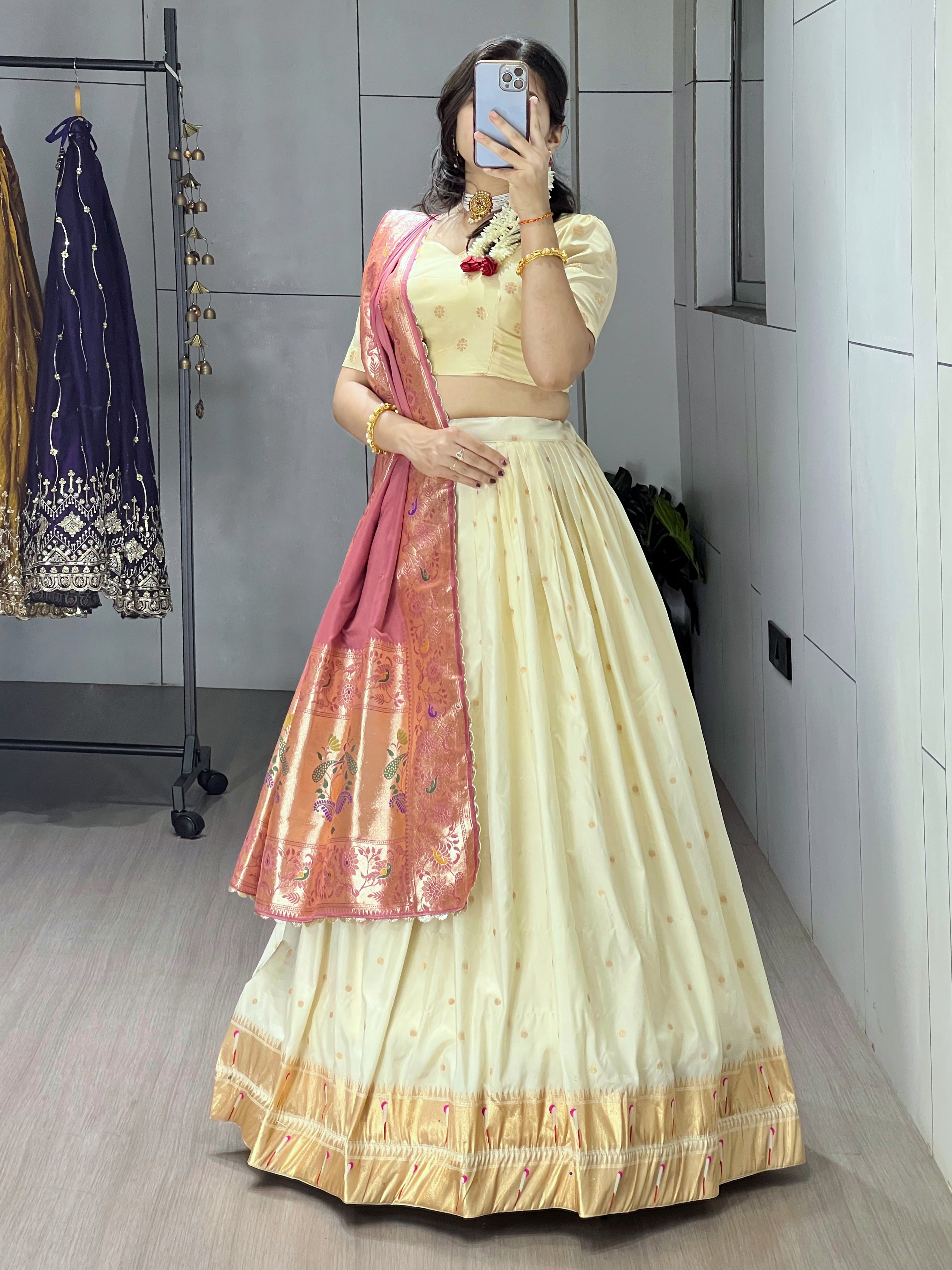 Designer Paithani Silk Lehenga With Unstitched Blouse