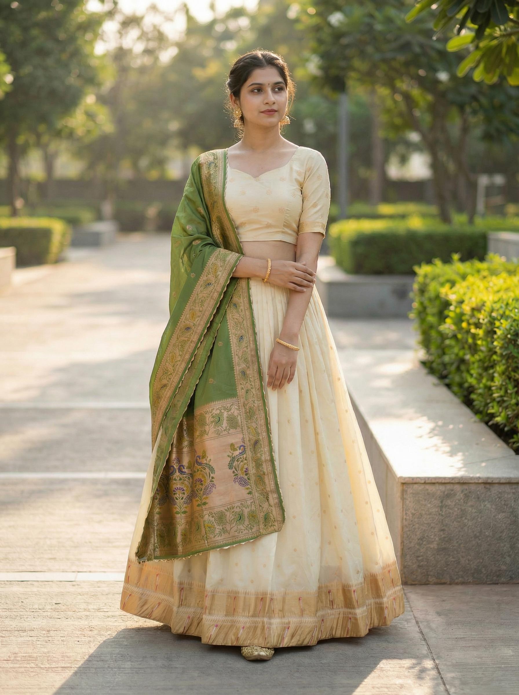 Designer Paithani Silk Lehenga With Unstitched Blouse