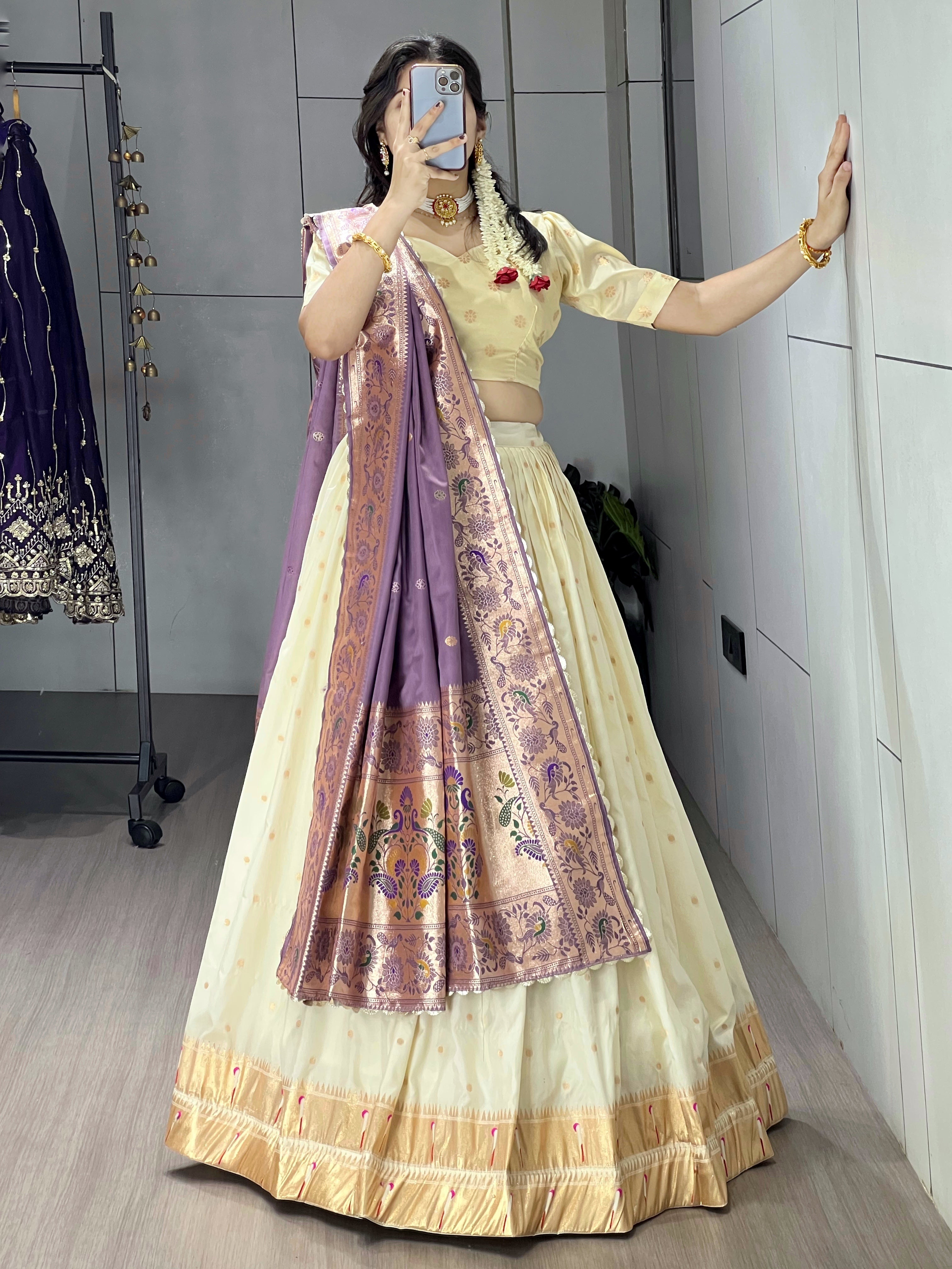 Designer Paithani Silk Lehenga With Unstitched Blouse