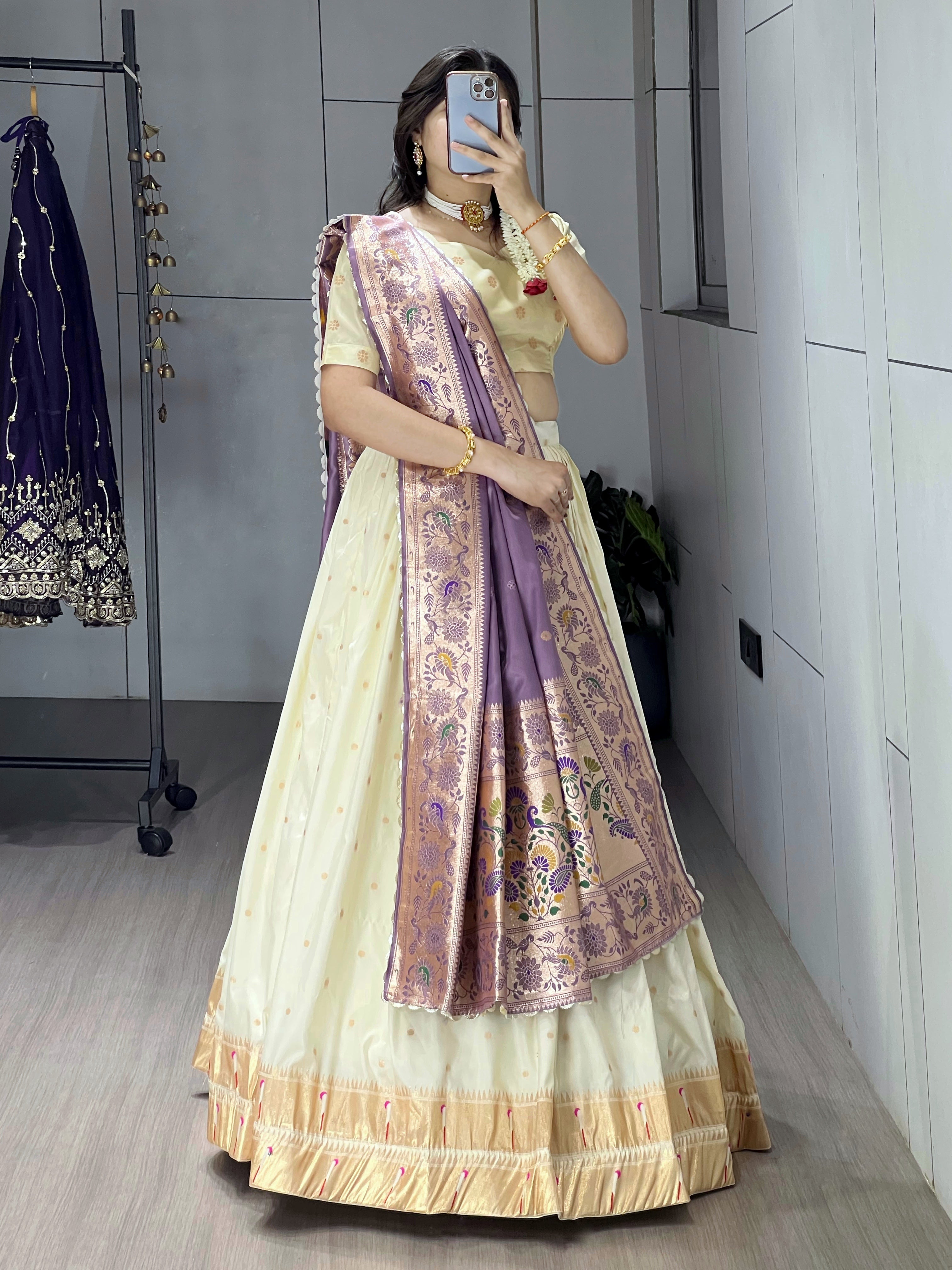 Designer Paithani Silk Lehenga With Unstitched Blouse