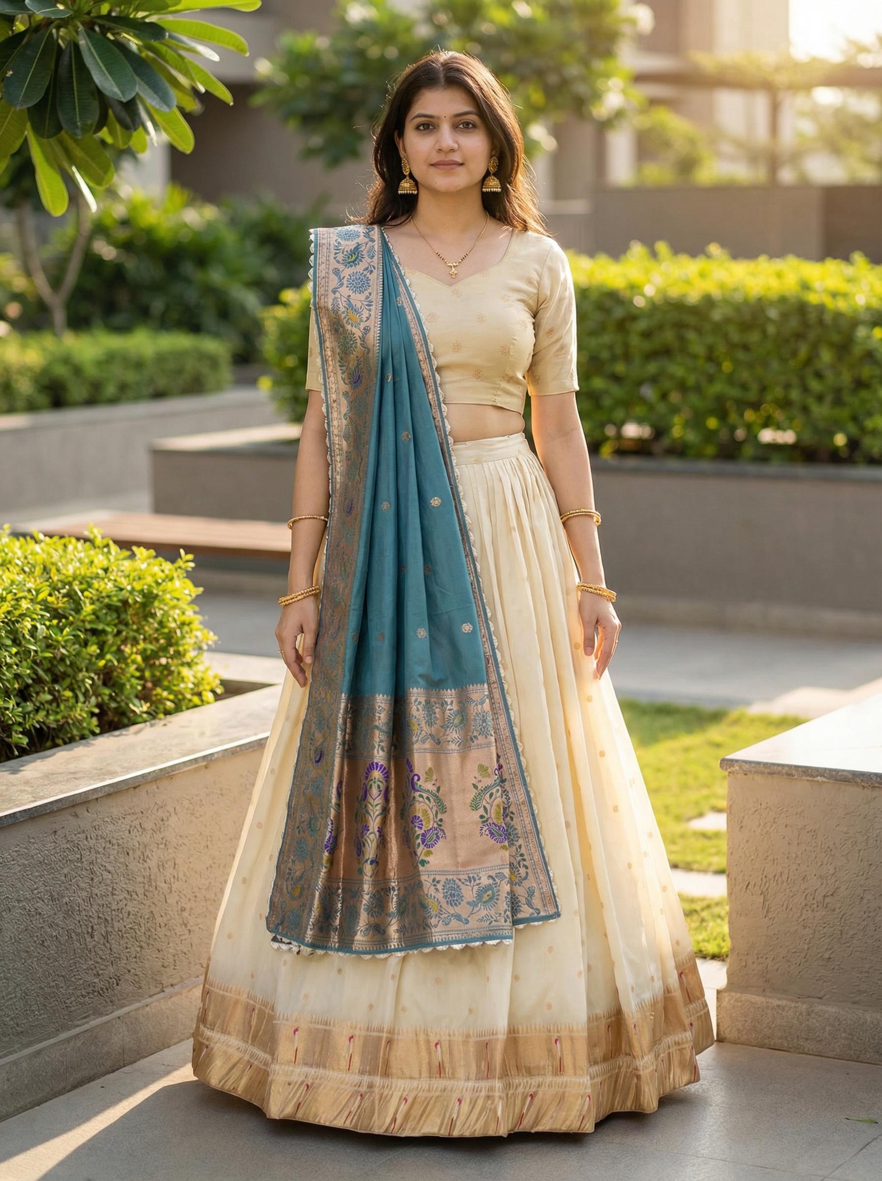 Designer Paithani Silk Lehenga With Unstitched Blouse