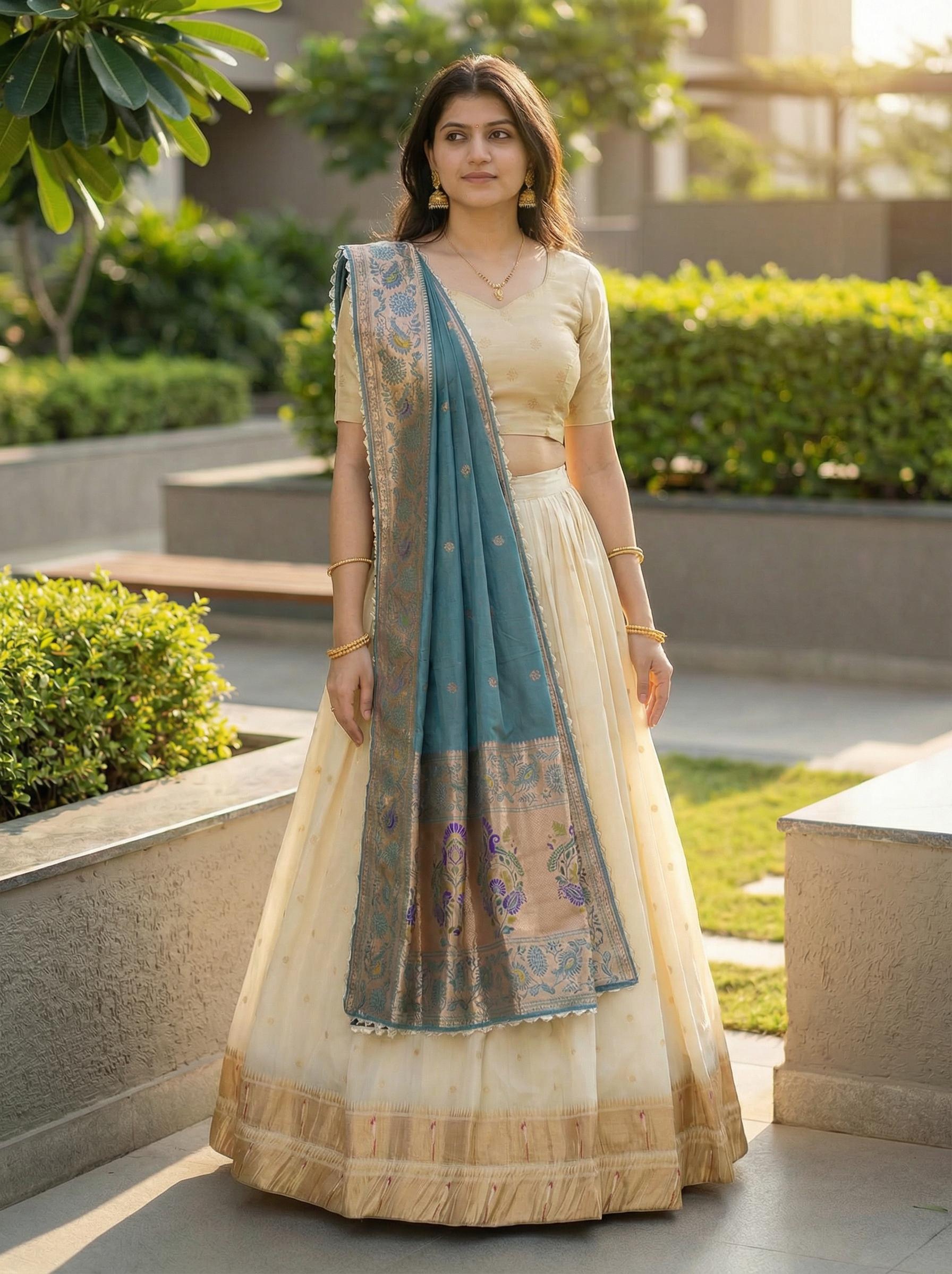 Designer Paithani Silk Lehenga With Unstitched Blouse