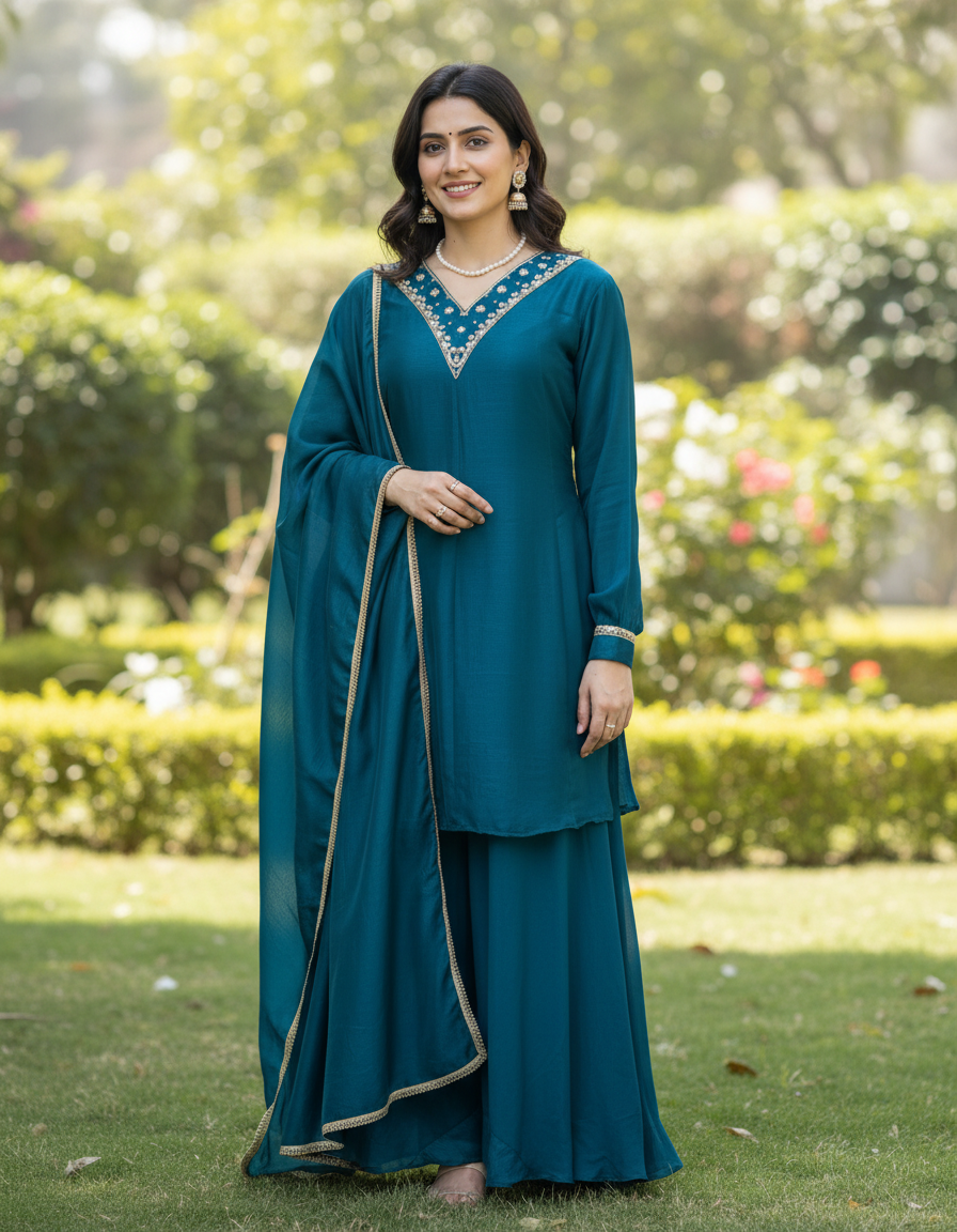 Women Latest Kurta Plazoo Sets With Dupatta