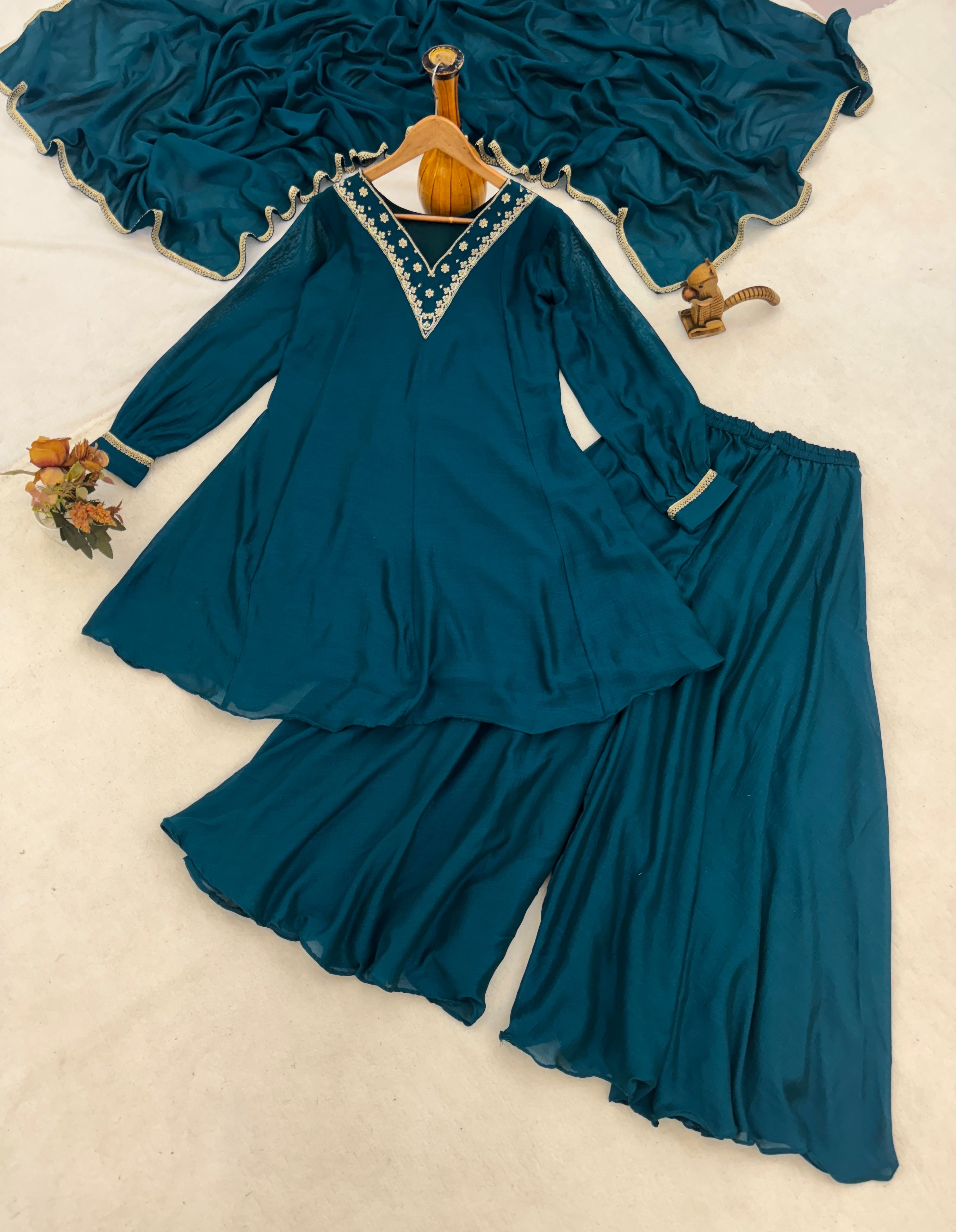 Women Latest Kurta Plazoo Sets With Dupatta