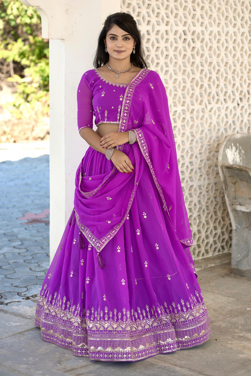 Classical  Embroidery Lehenga Choli With Unstitched Blouse
