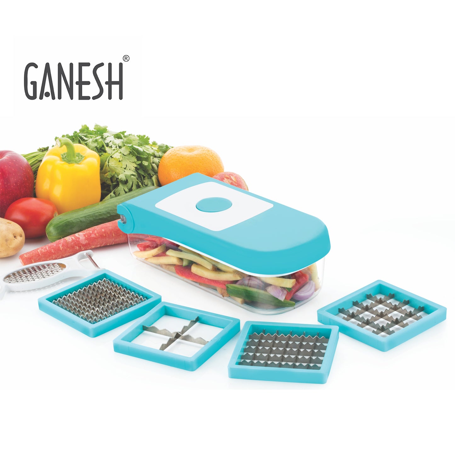 Ganesh 7 In 1 Plastic Vegetable Dicer Blue