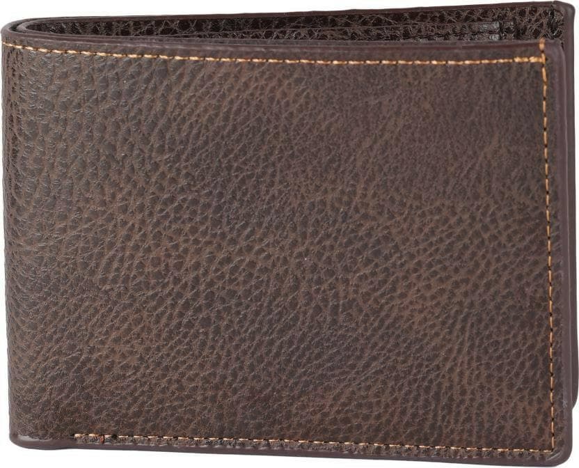 Men Travel Casual Brown Genuine Leather Wallet (3 Card Slots) - HalfPe