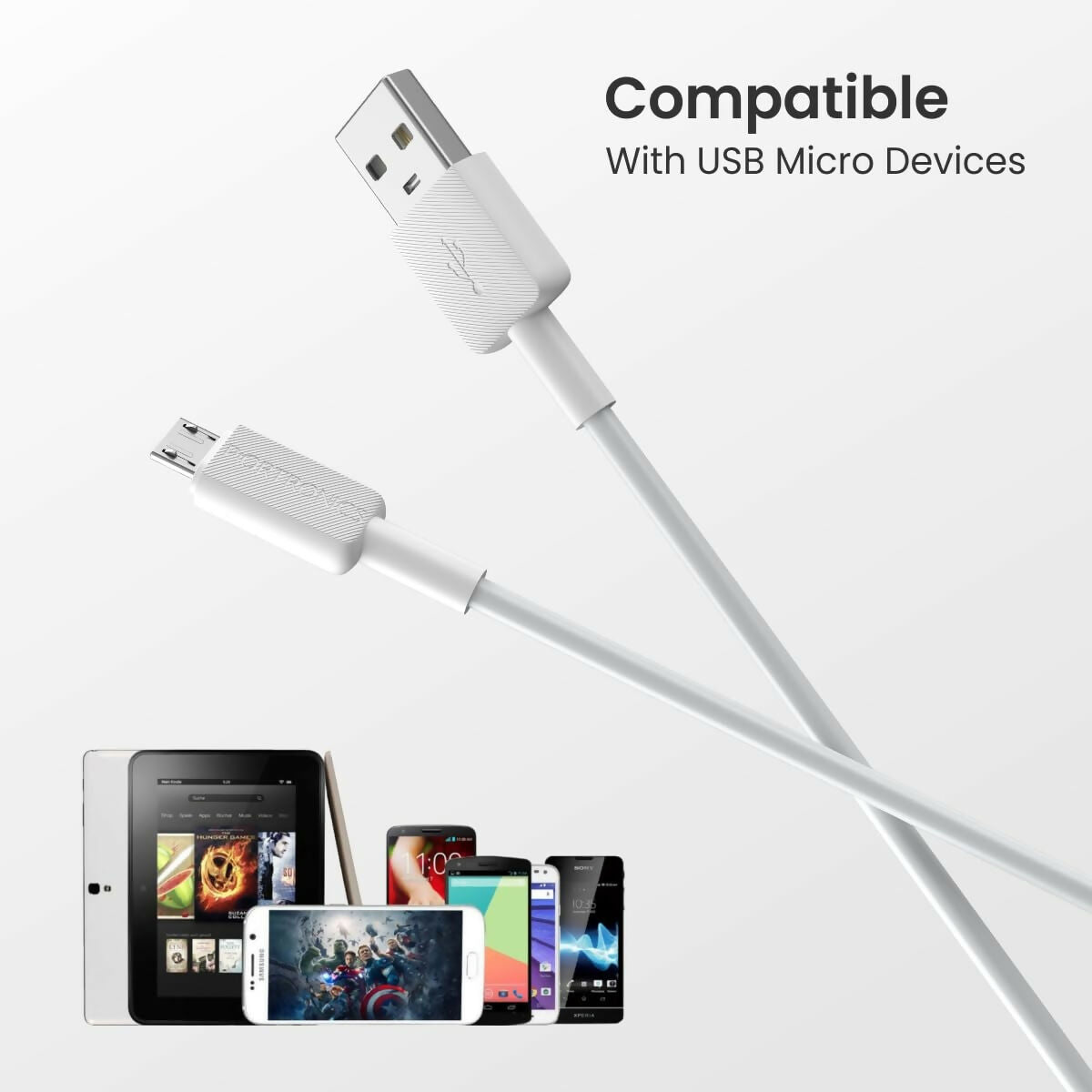 Portronics Konnect Link Micro USB Fast Charging Cable with 3.0A Output (White) Halfpe Deals
