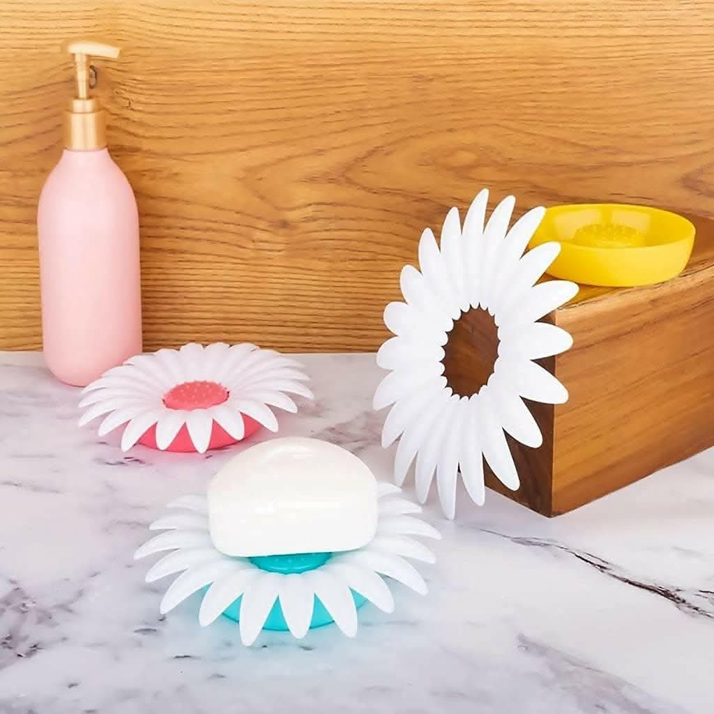 Flower Shape Portable Soap Dish Holder (Set of 3) - HalfPe