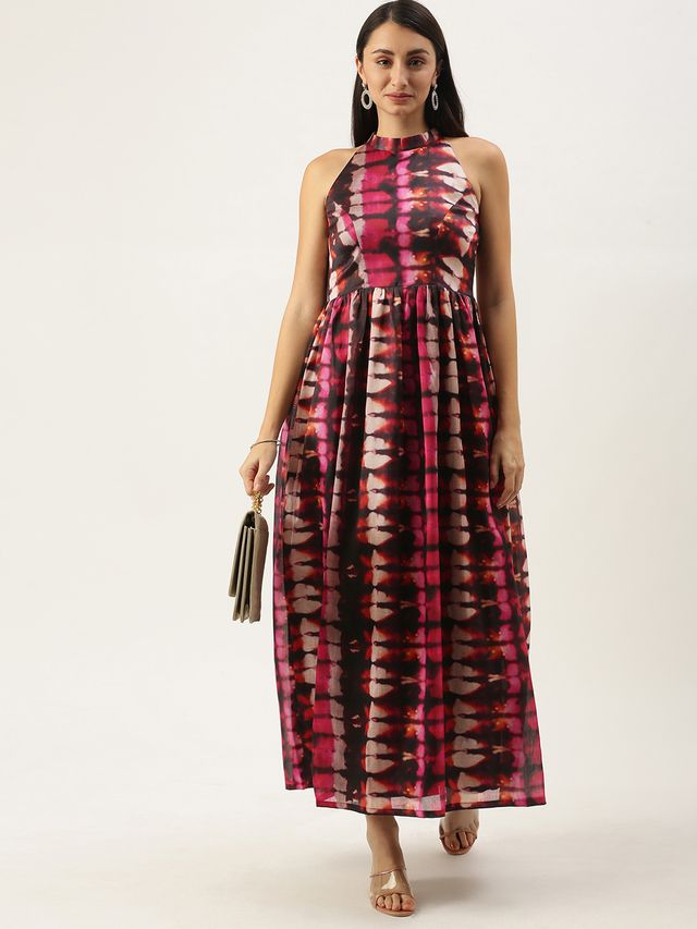 Bollywood Vogue Ready To Wear Multicolored Digital Printed Gathered Dress