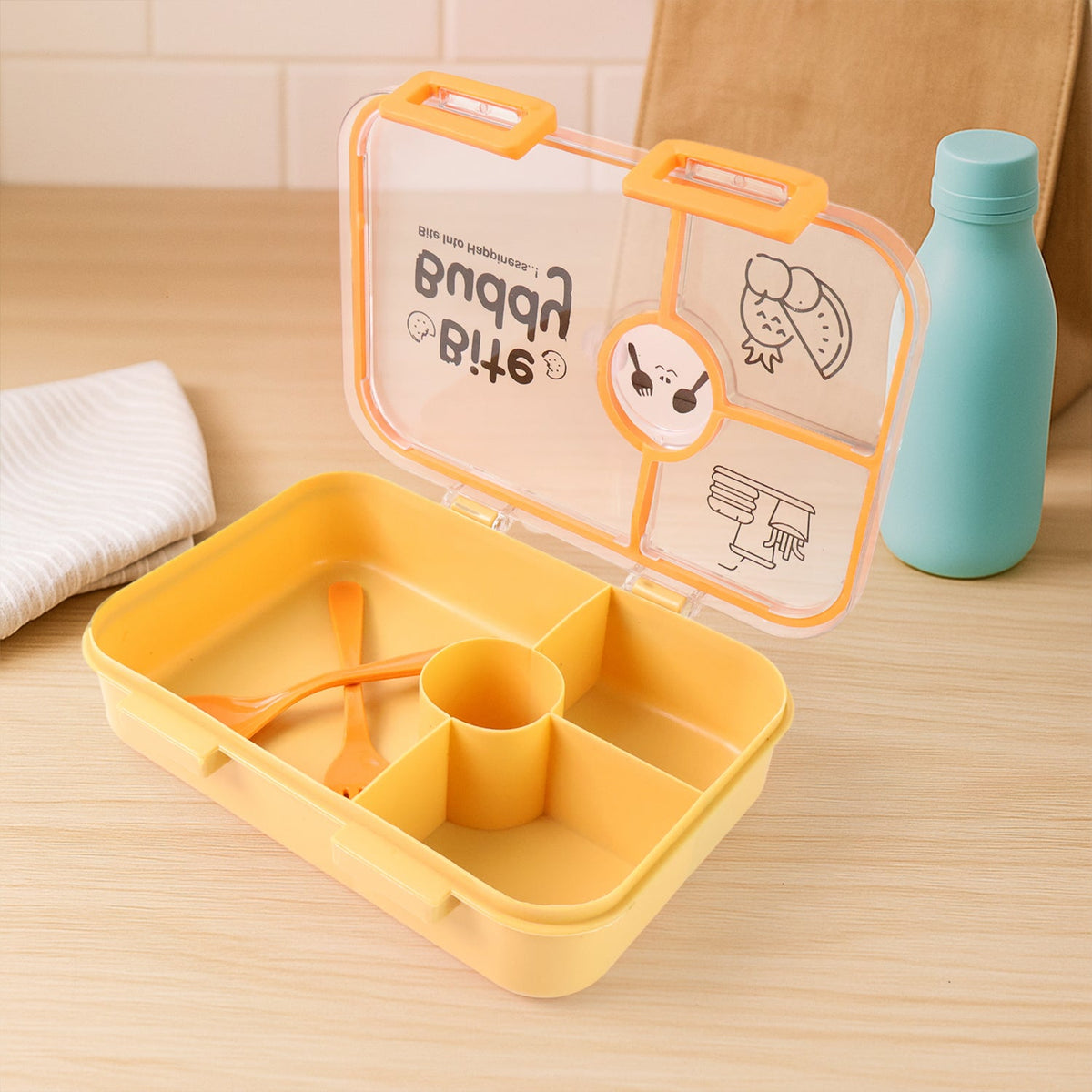 Bite Buddy 4-compartment Leak-resistant Plastic Lunch Box With Spoon  Fork HP DD