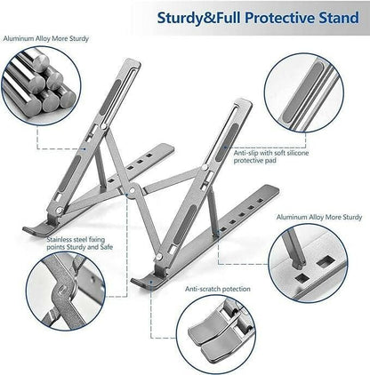 LS02 Laptop Stand Aluminum Body (6 Adjustable Stands,17Inches,Grey) - HalfPe