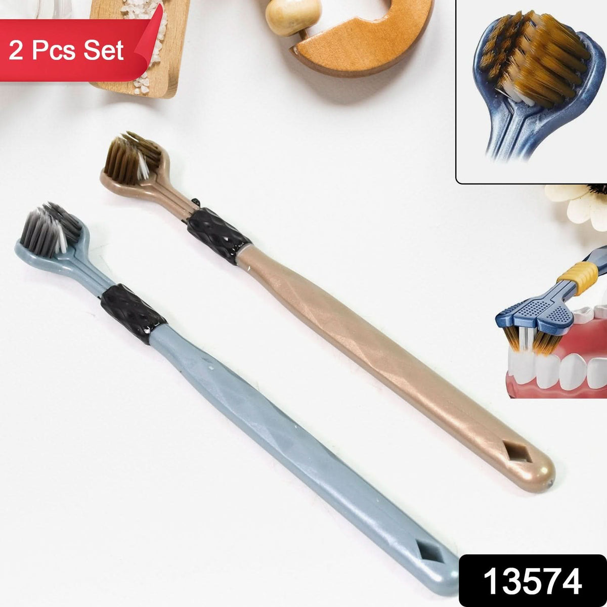 3 Sided Toothbrush Soft Bristle Toothbrush (2 Pc Set) HP DD