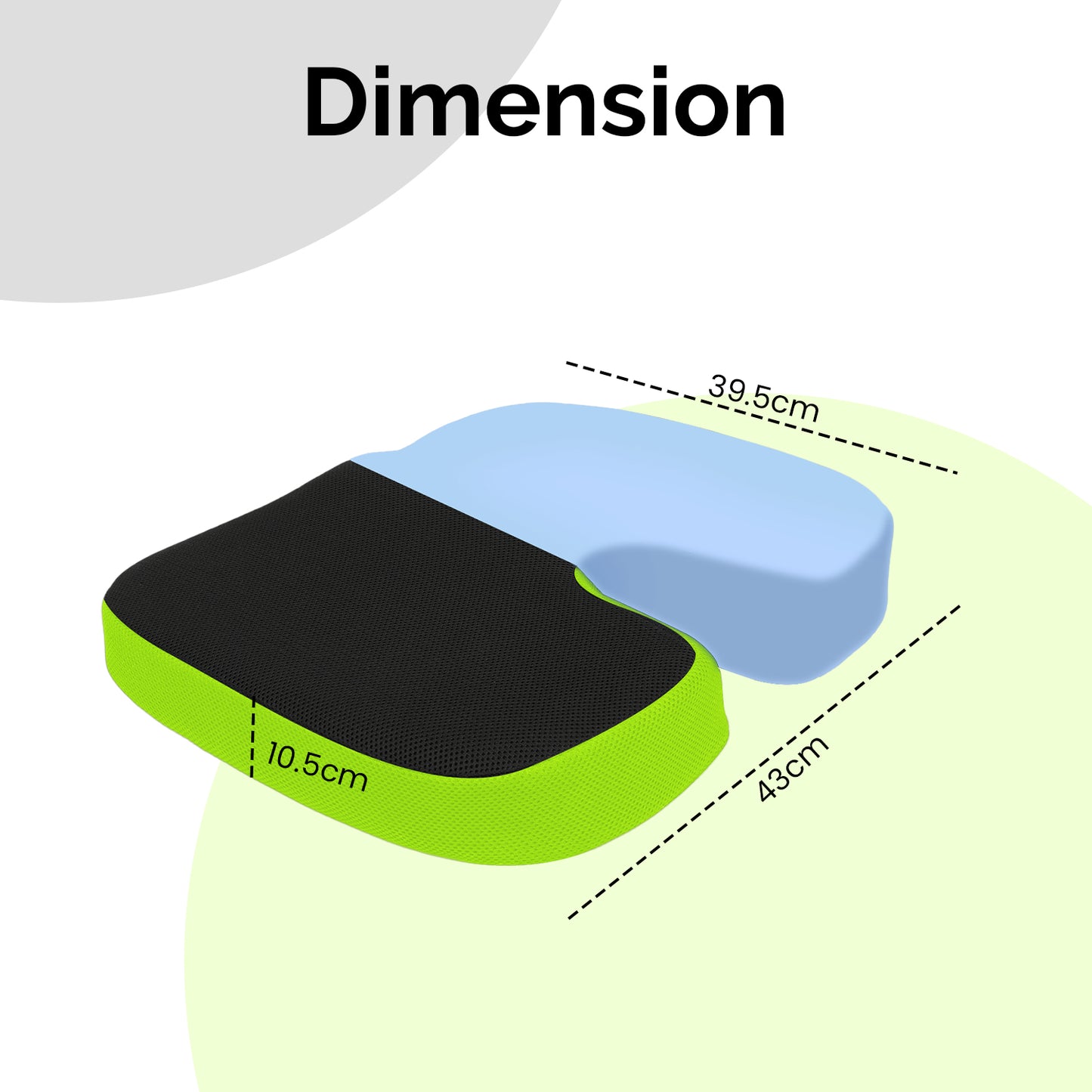 Sleepsia Orthopedic Coccyx U-Shape Seat Cushion Pillow for Tailbone Pain Relief (Black/Green)