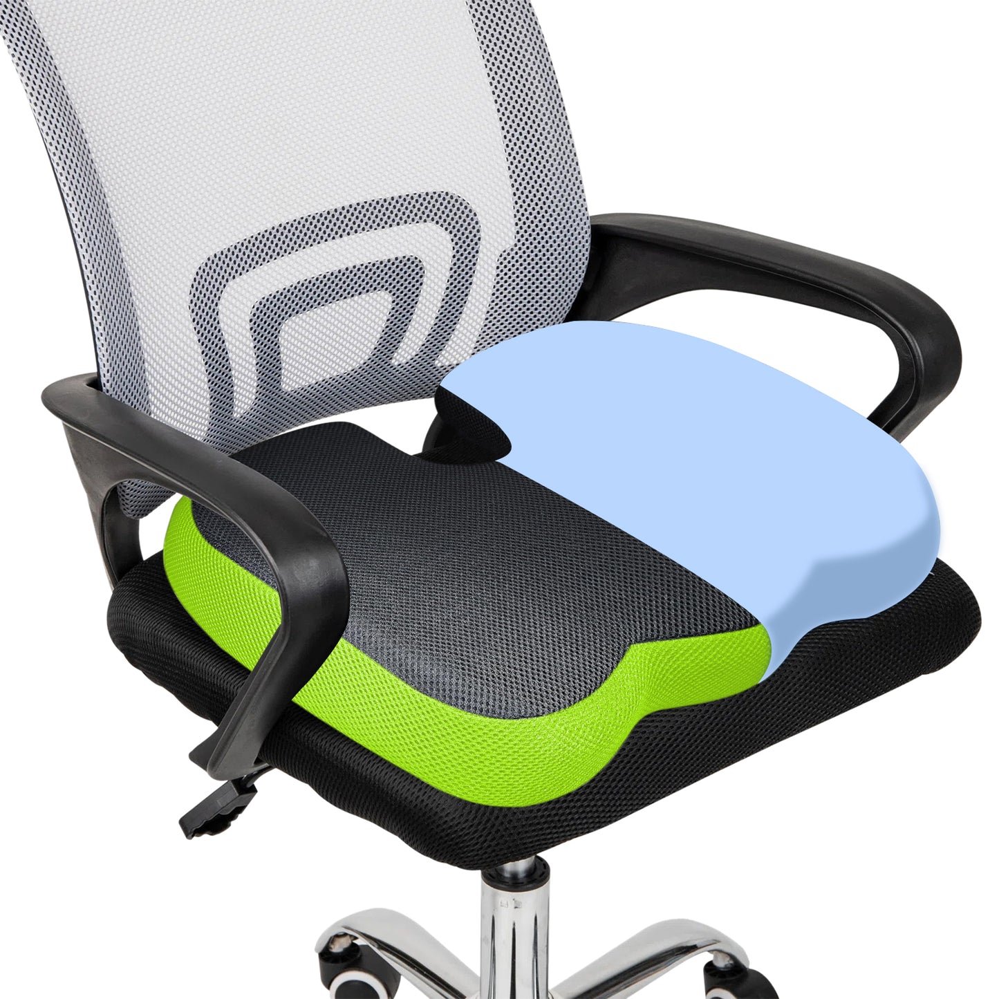 Sleepsia Orthopedic Coccyx U-Shape Seat Cushion Pillow for Tailbone Pain Relief (Black/Green)