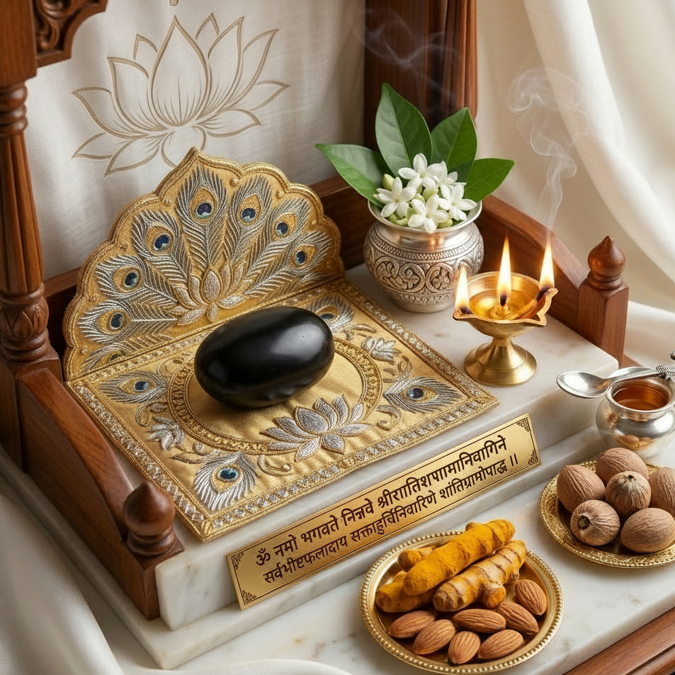 Santaan Gopal Shaligram – Sacred Vishnu Krishna Salagrama Shila for Child Blessings, Family Prosperity & Divine Grace