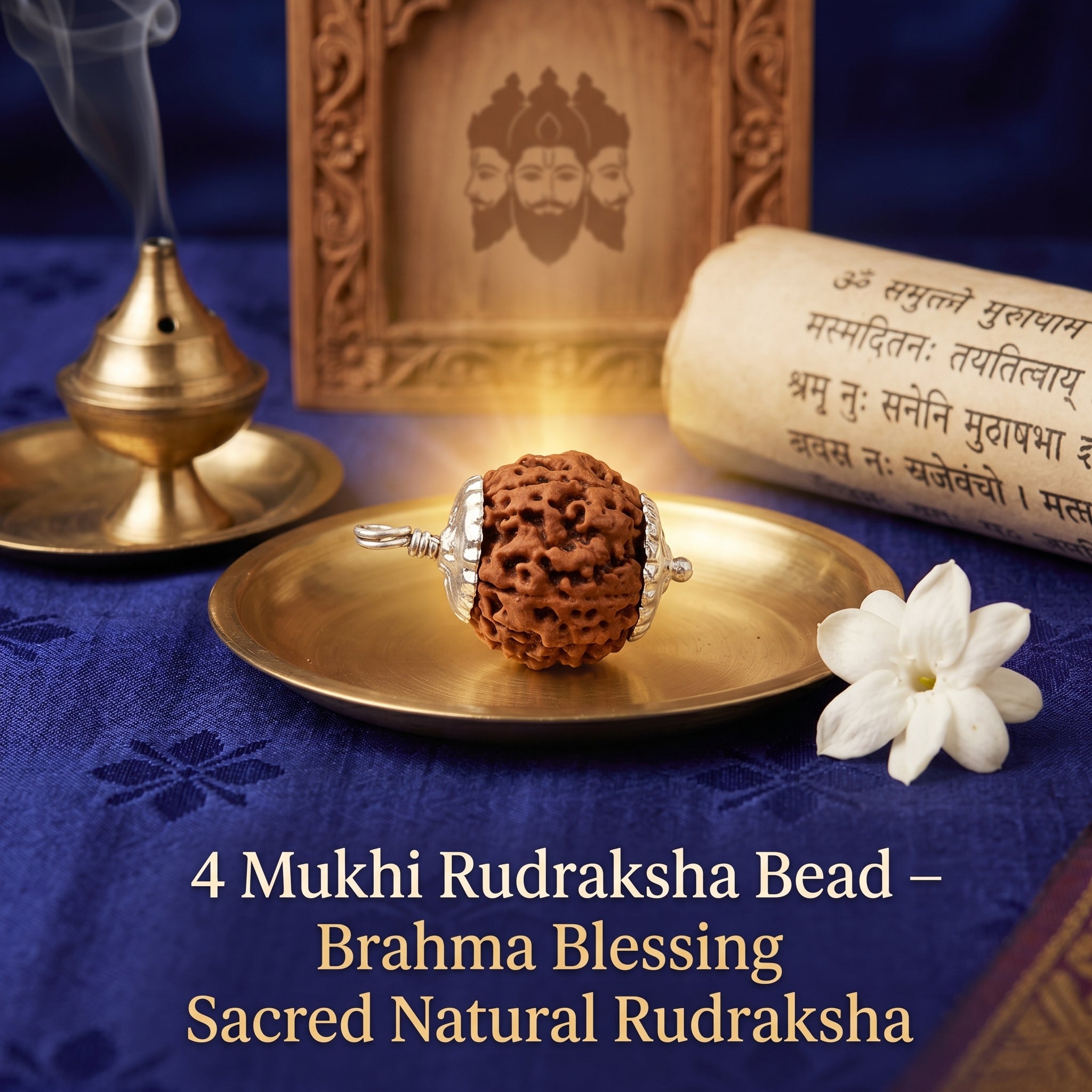 4 Mukhi Rudraksha Bead – Brahma Blessing Sacred Natural Rudraksha