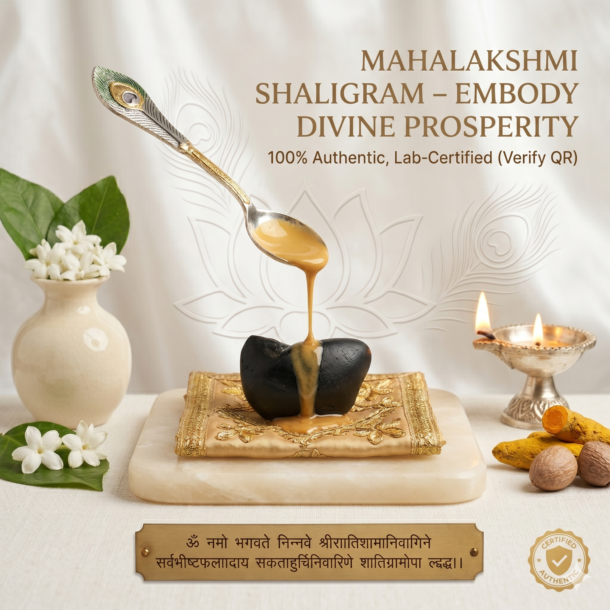 Mahalaxmi Shaligram – Sacred Lakshmi-Vishnu Salagrama Shila for Wealth, Prosperity & Divine Blessings