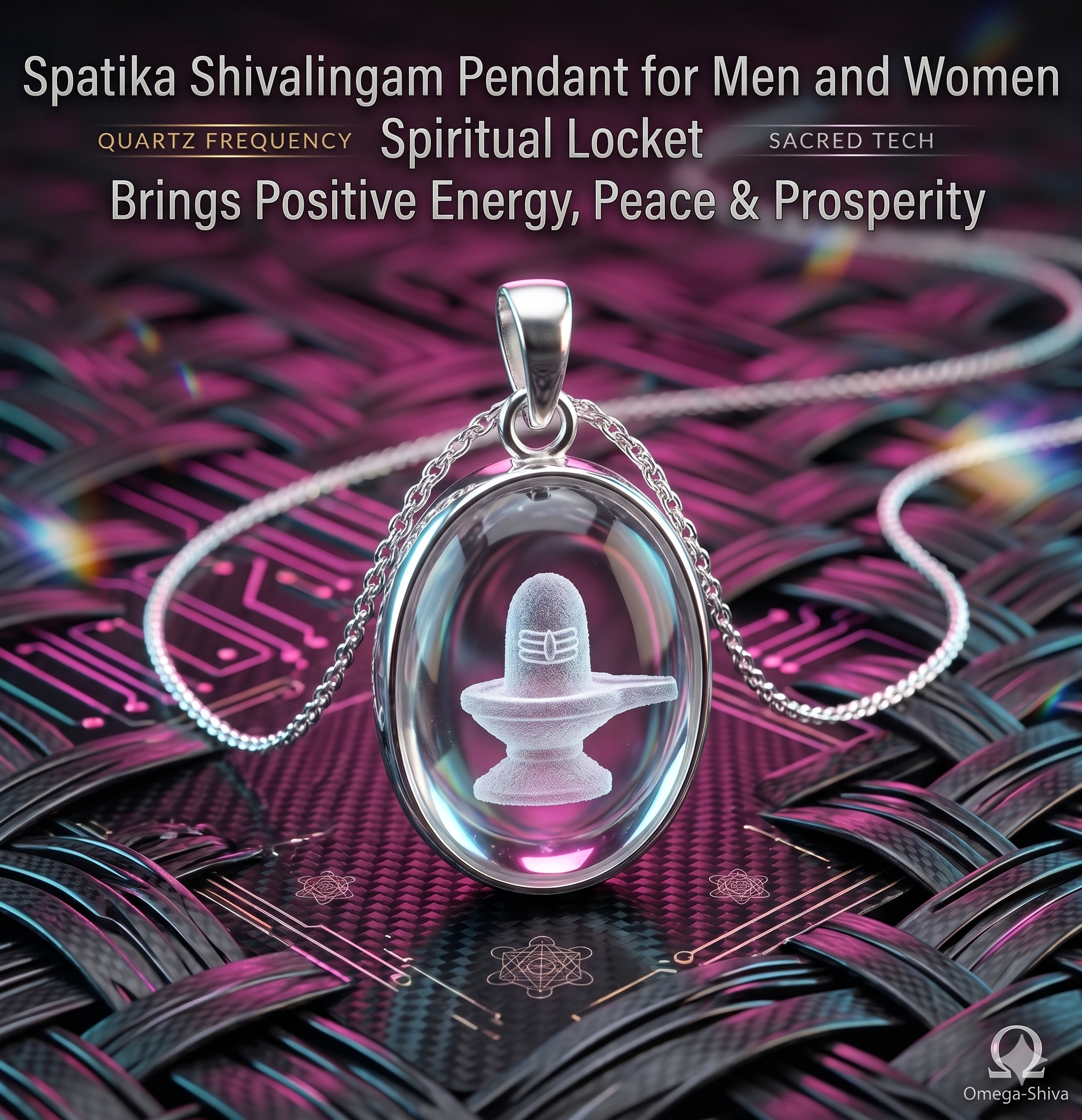 Spatika Shivalingam Pendant for Men and Women Spiritual Locket Brings Positive Energy, Peace & Prosperity