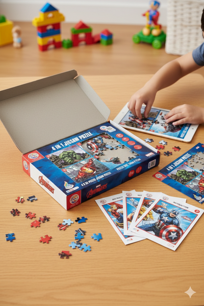 4 In 1 Avengers Solo Jigsaw Puzzles For Kids SUPER