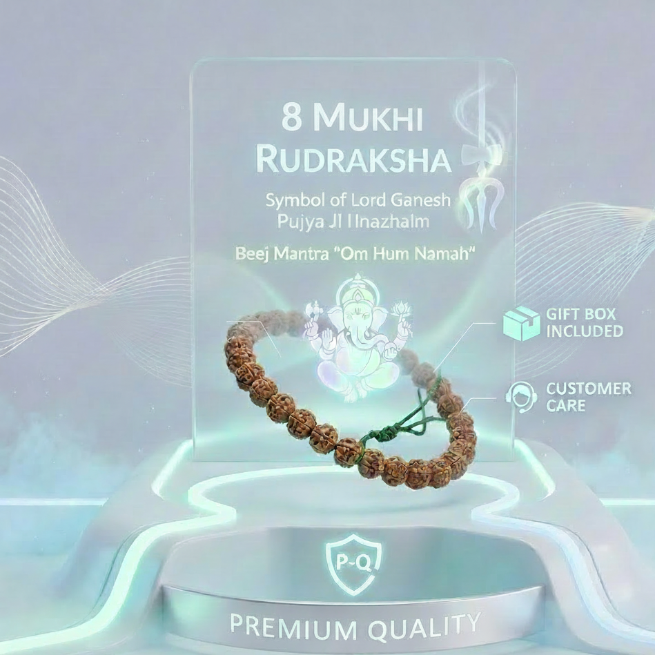 8 Mukhi Rudraksha Mala – Ganesh Blessing Spiritual Prayer Beads