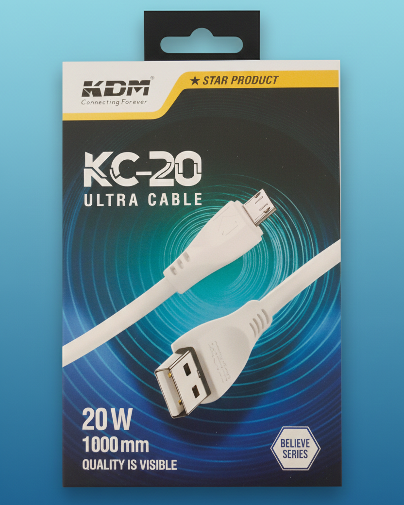 KDM KC20 Ultra Charging and Sync Cable (White)