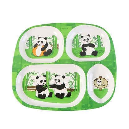 Kids 4-compartment Melamine Partition Plate Sectioned Dinner Tray for Toddlers & Kids, Mix Design (1 Pc / 24×22 Cm) (1 Pc  2422 Cm)