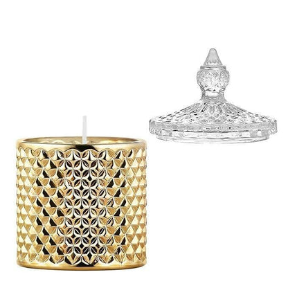 PROSPERRO LUMO by Parkash Candles Golden Wood Crystal jar Candle - HalfPe