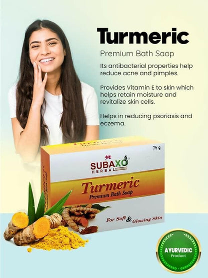 Subaxo Turmeric Bath Soap (75g Each, Pack Of 2) & Apple Cider Vinegar Deep Cleansing Skin Glowing Face Wash(200ml) - HalfPe