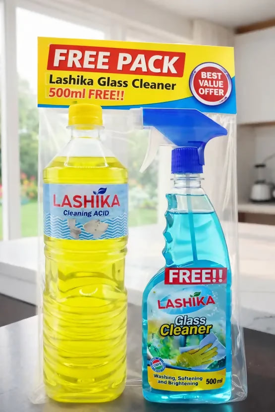 Lashika Cleaning Acid 1L with FREE Glass Cleaner Spray 500ml – Best Value Cleaning Combo Mahathi Enterprises