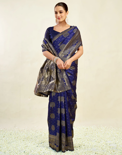AXONIT Wedding & Festive Jacquard Saree with Heavy Zari Weaving