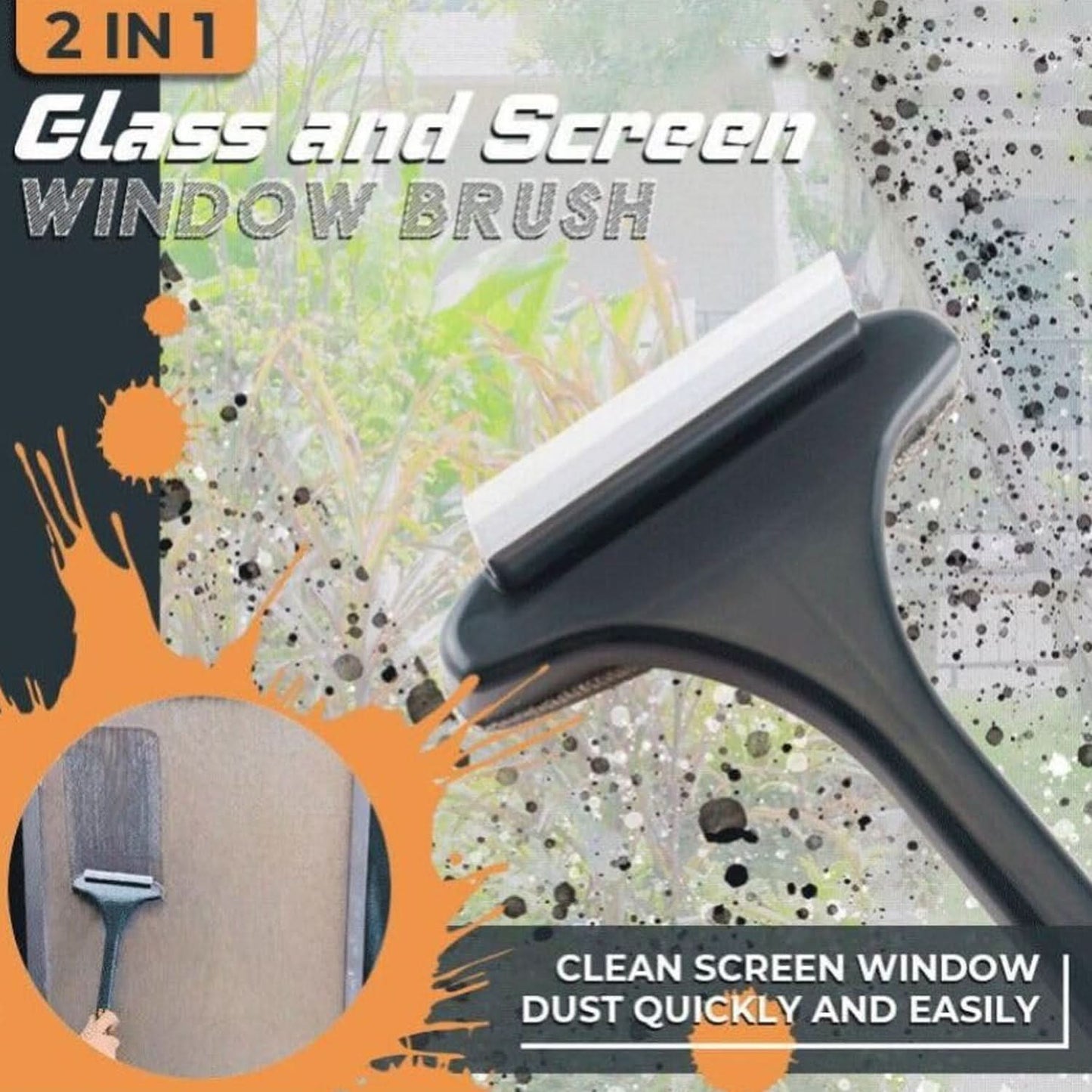 2-in-1 Mesh & Wiper Window Cleaning Brush with Extended Handle